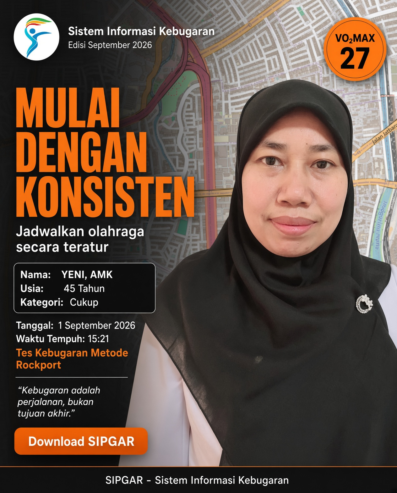 Cover hasil tes kebugaran YENI, AMK
