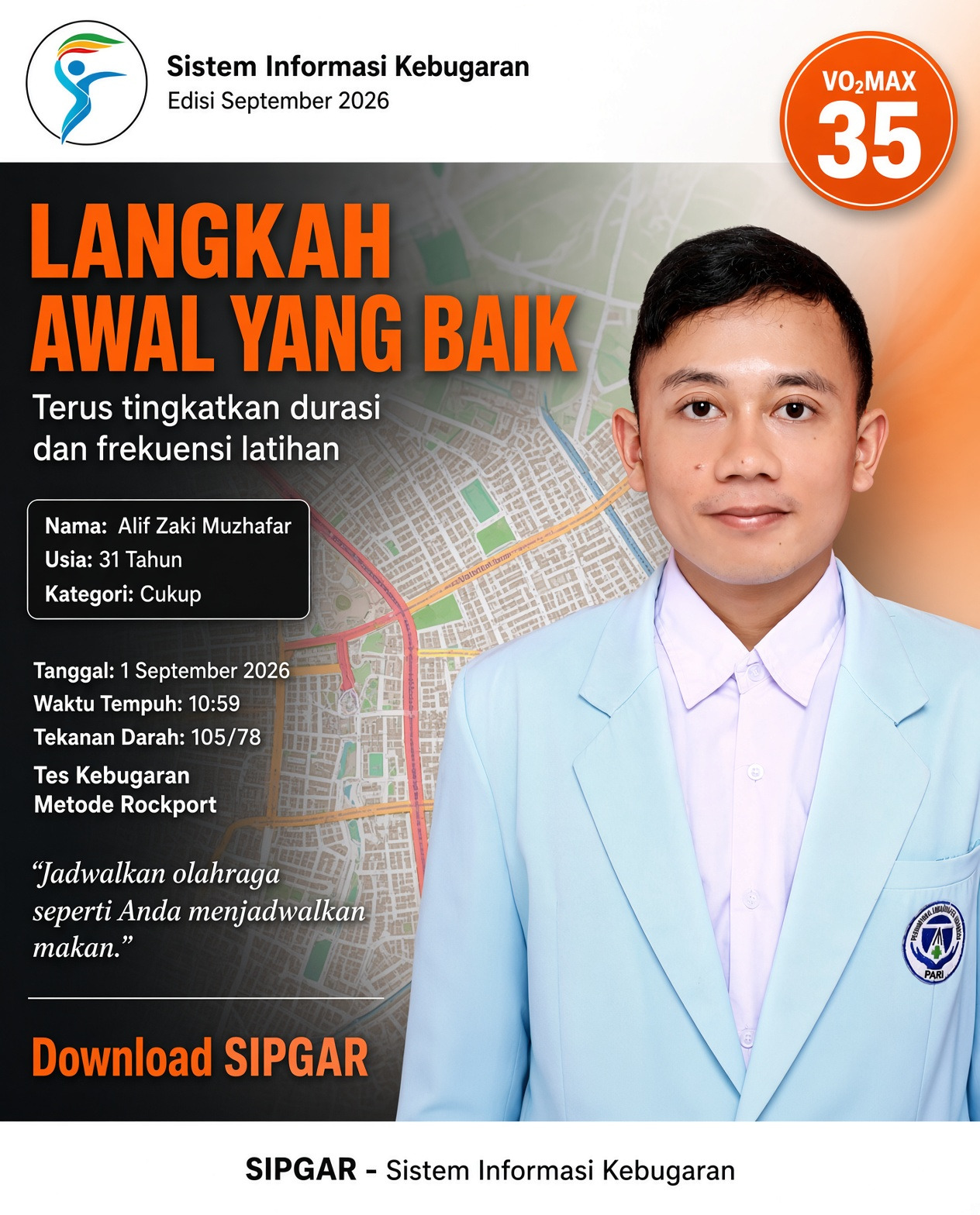 Cover hasil tes kebugaran Alif Zaki Muzhafar