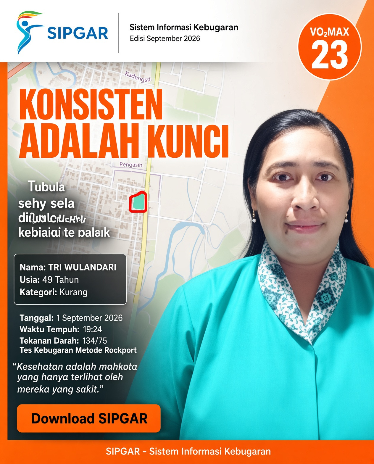 Cover hasil tes kebugaran TRI WULANDARI