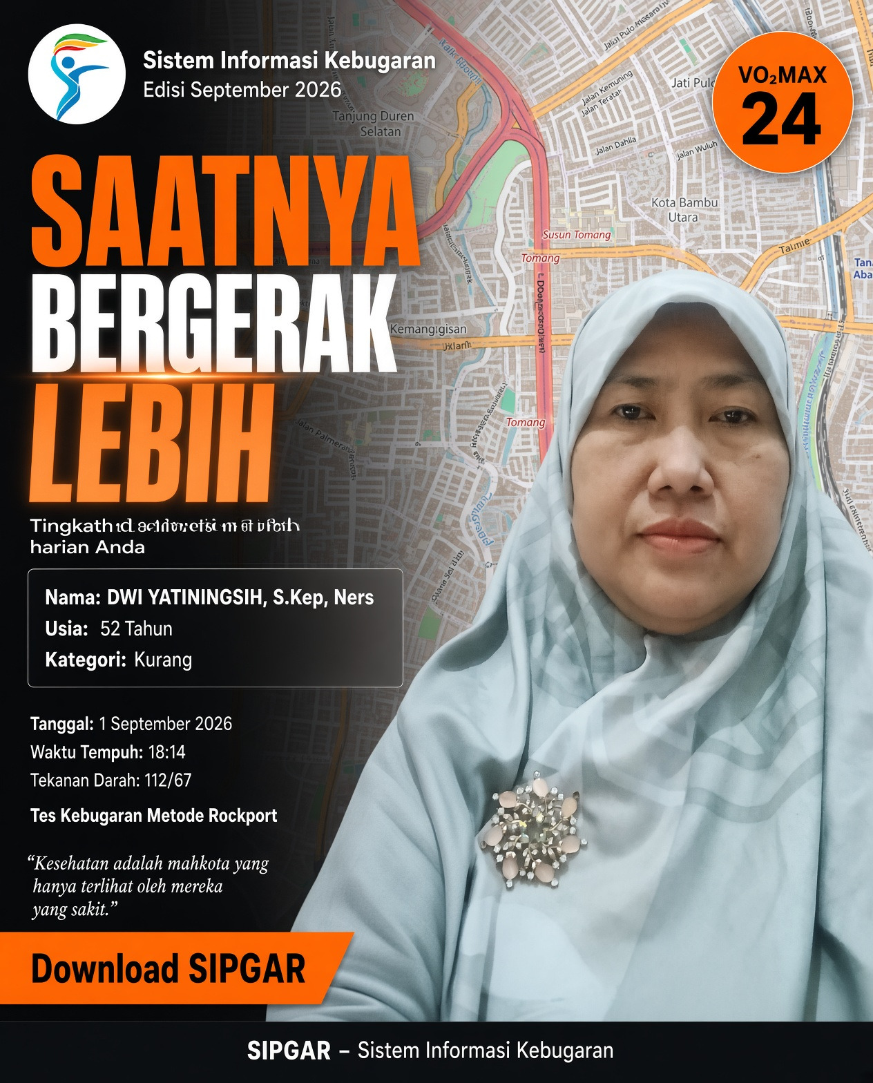 Cover hasil tes kebugaran DWI YATININGSIH, S.Kep, Ners