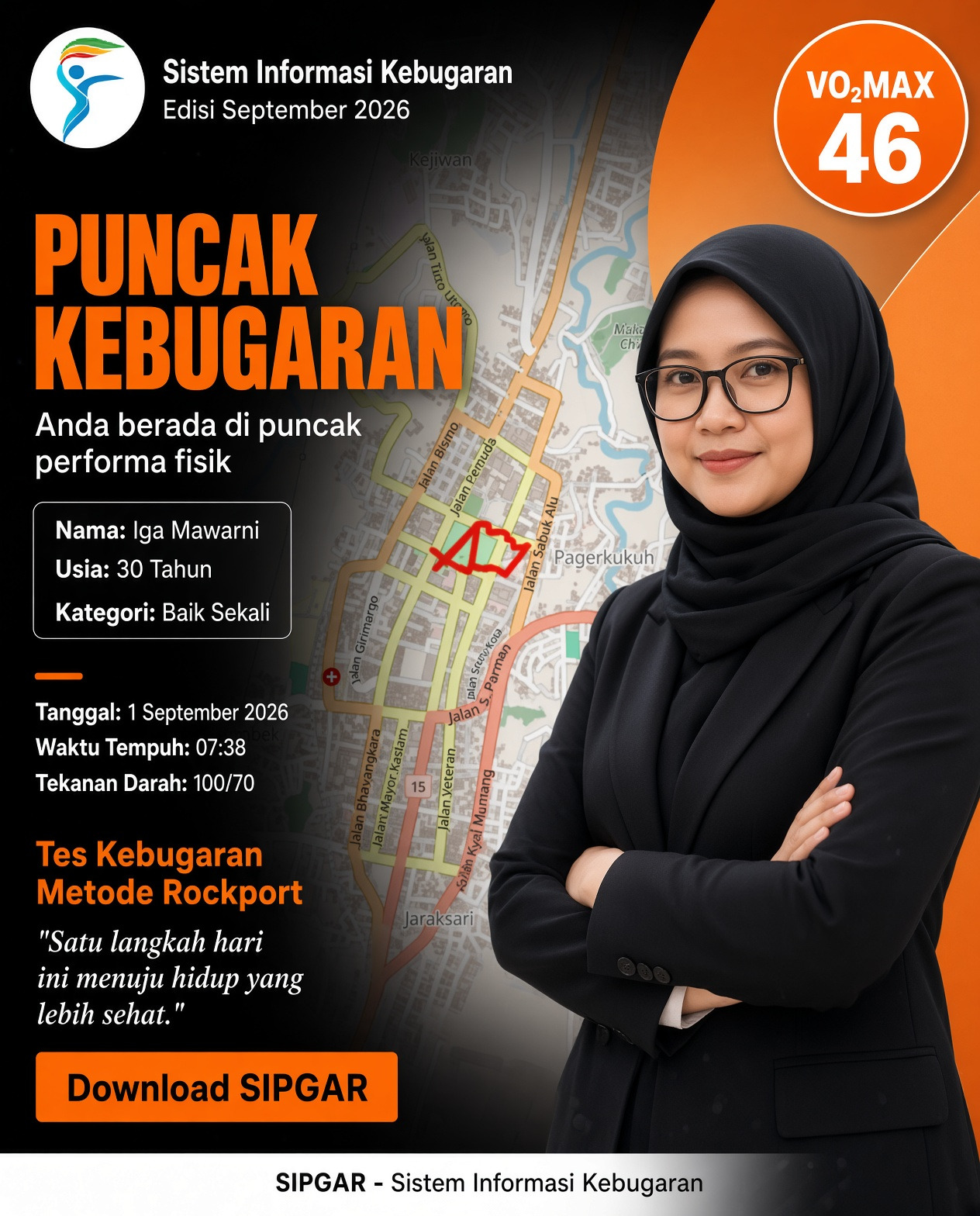Cover hasil tes kebugaran Iga Mawarni
