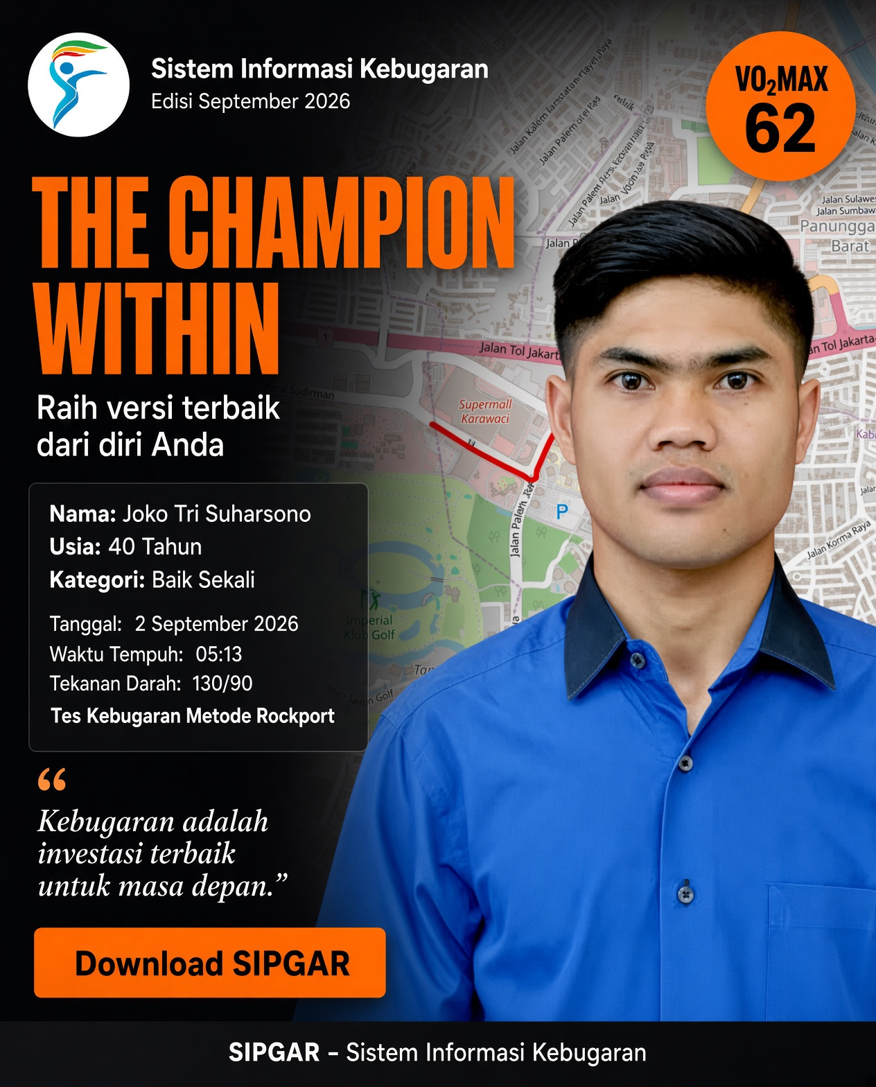 Cover hasil tes kebugaran Joko Tri Suharsono