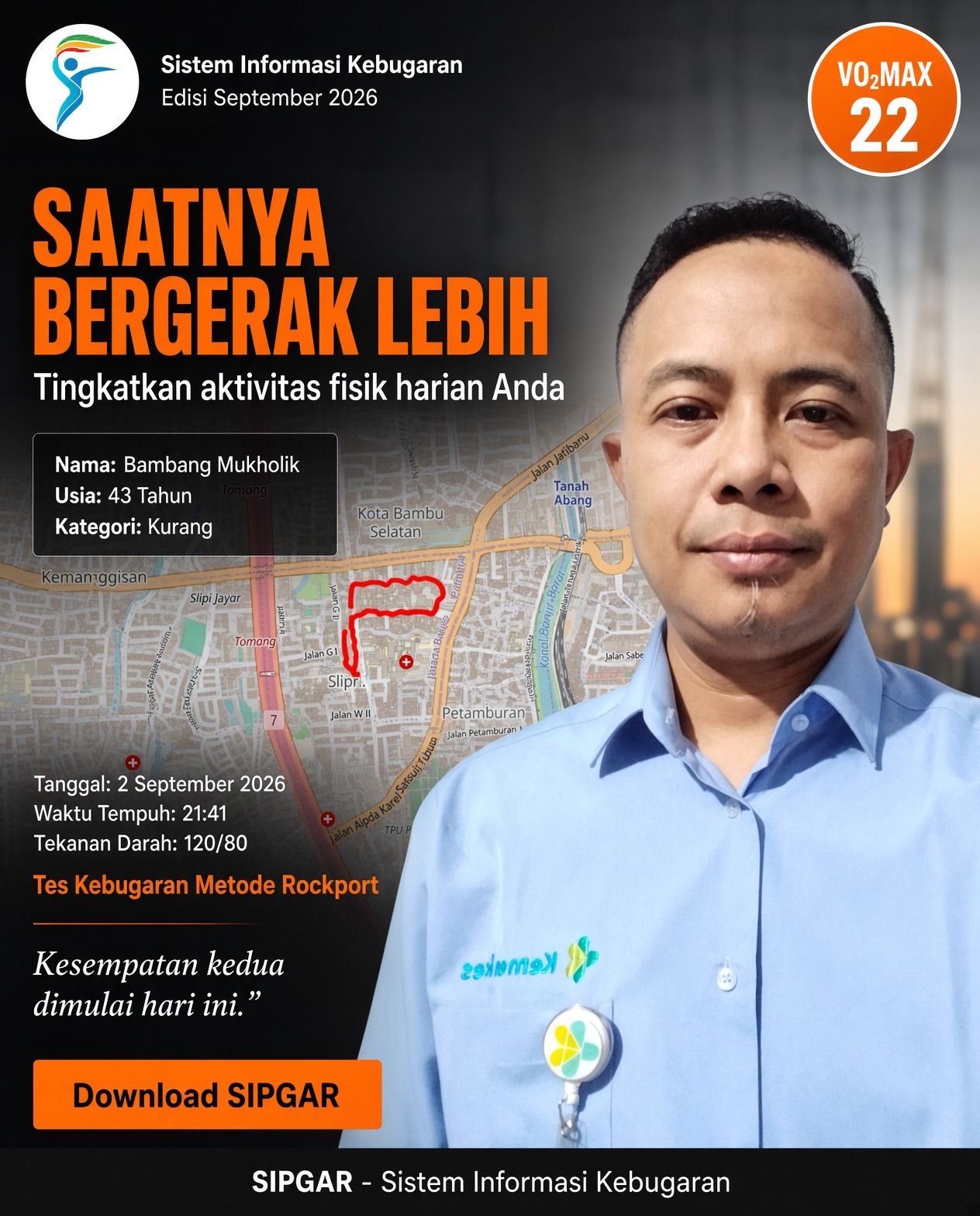 Cover hasil tes kebugaran Bambang Mukholik