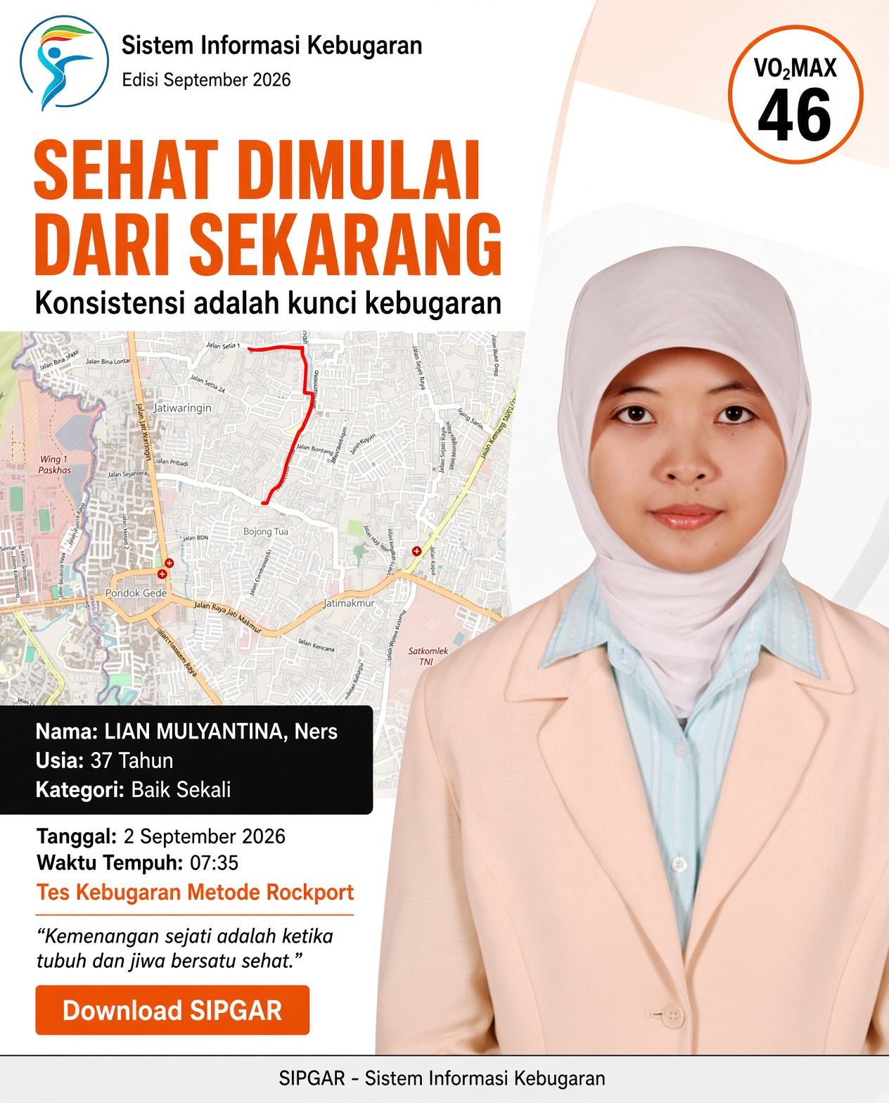 Cover hasil tes kebugaran LIAN MULYANTINA, Ners