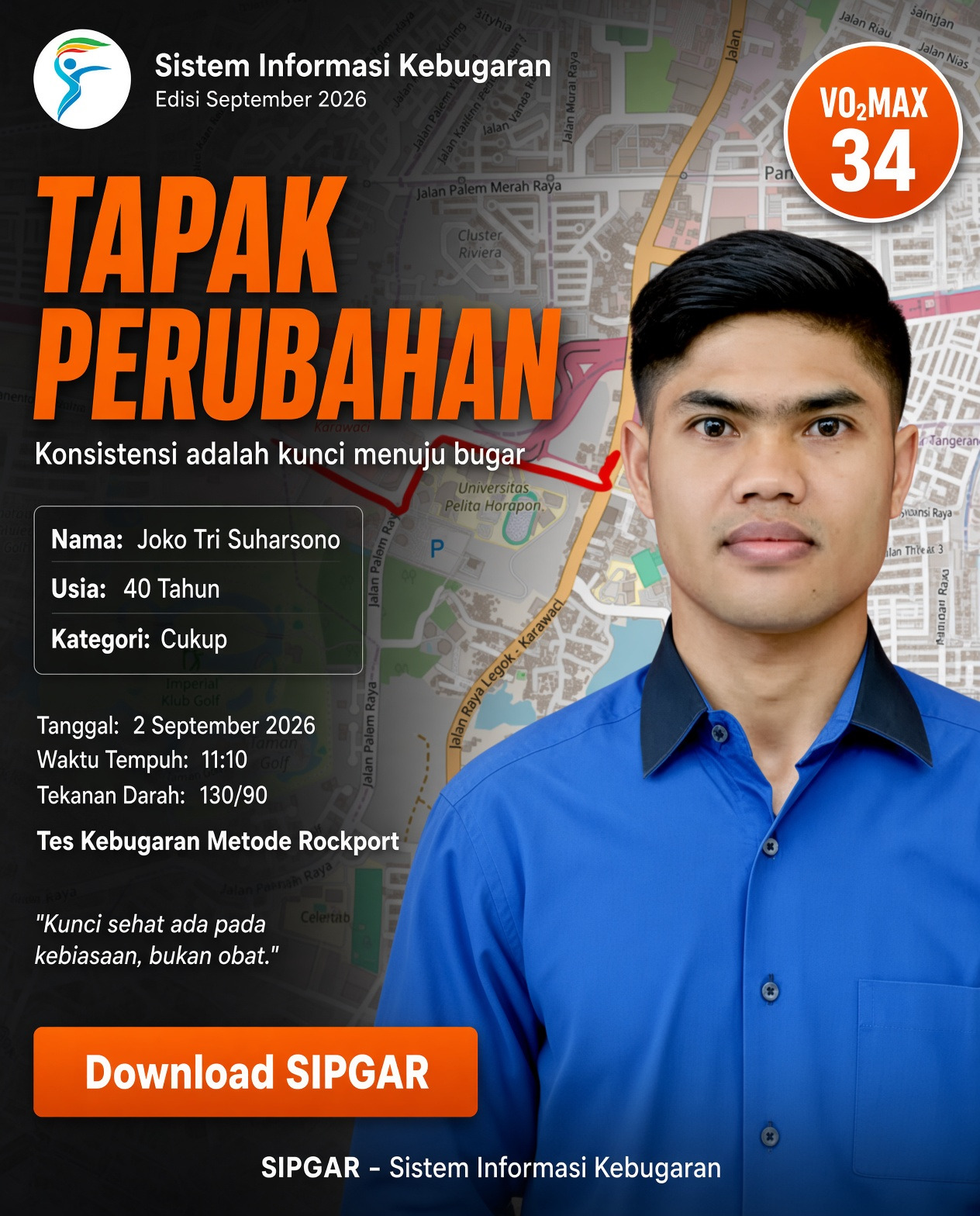 Cover hasil tes kebugaran Joko Tri Suharsono