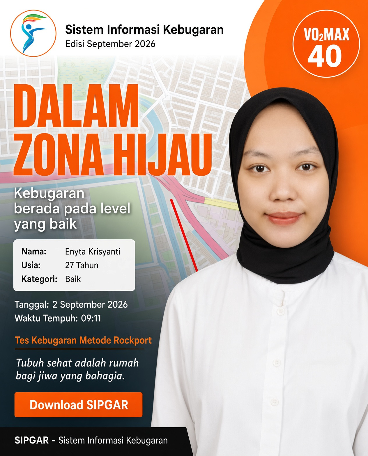 Cover hasil tes kebugaran Enyta Krisyanti