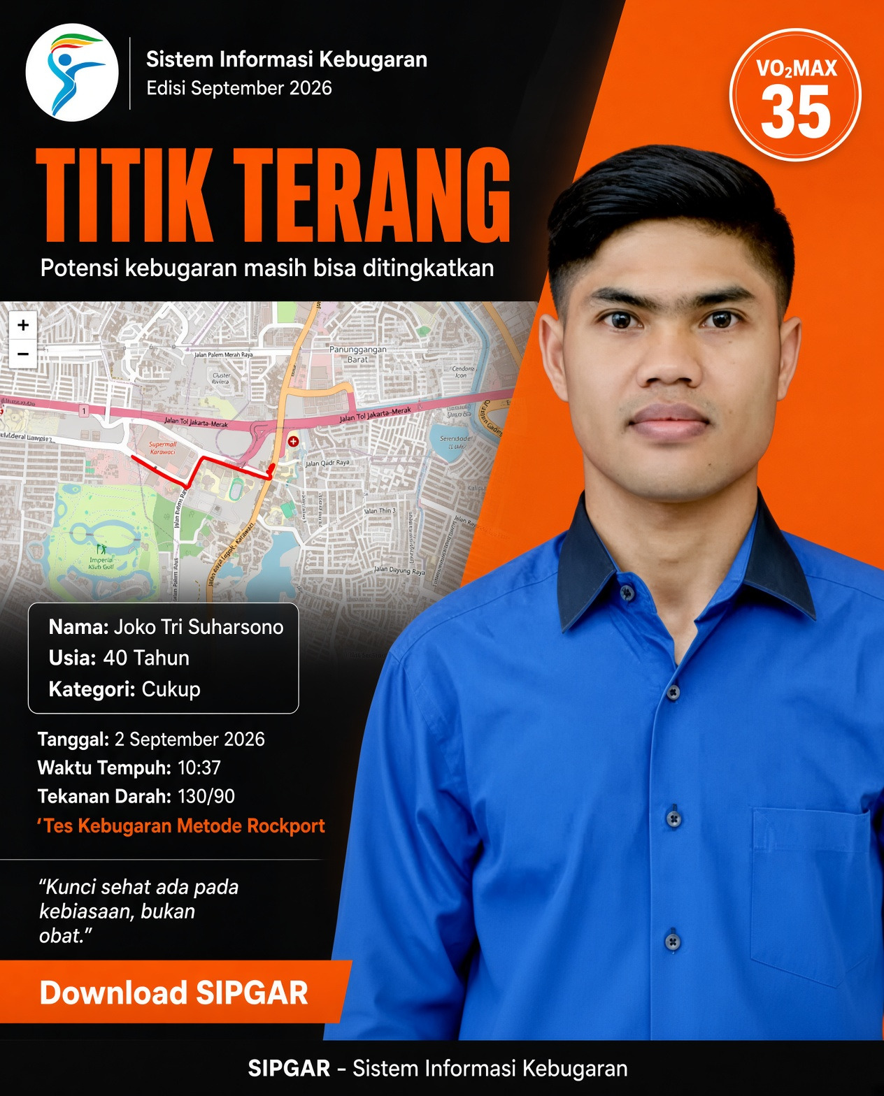 Cover hasil tes kebugaran Joko Tri Suharsono