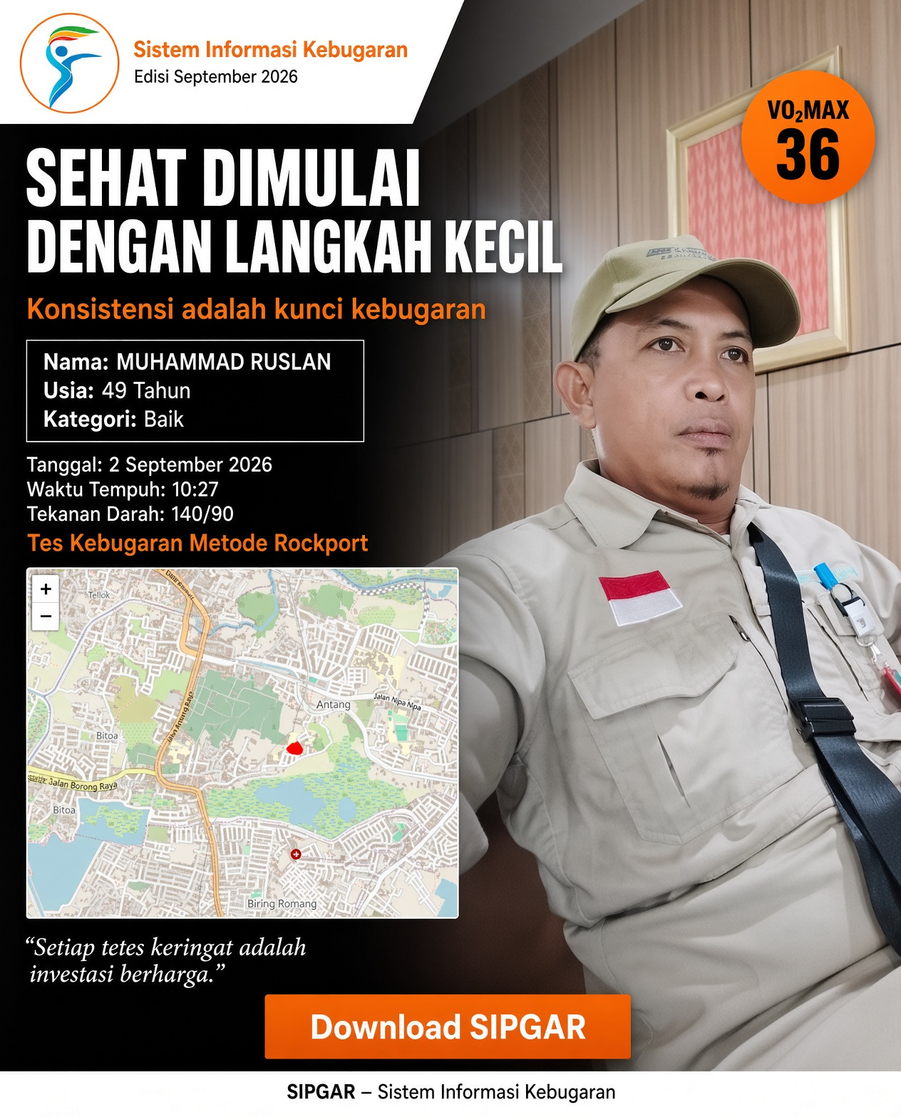 Cover hasil tes kebugaran MUHAMMAD RUSLAN