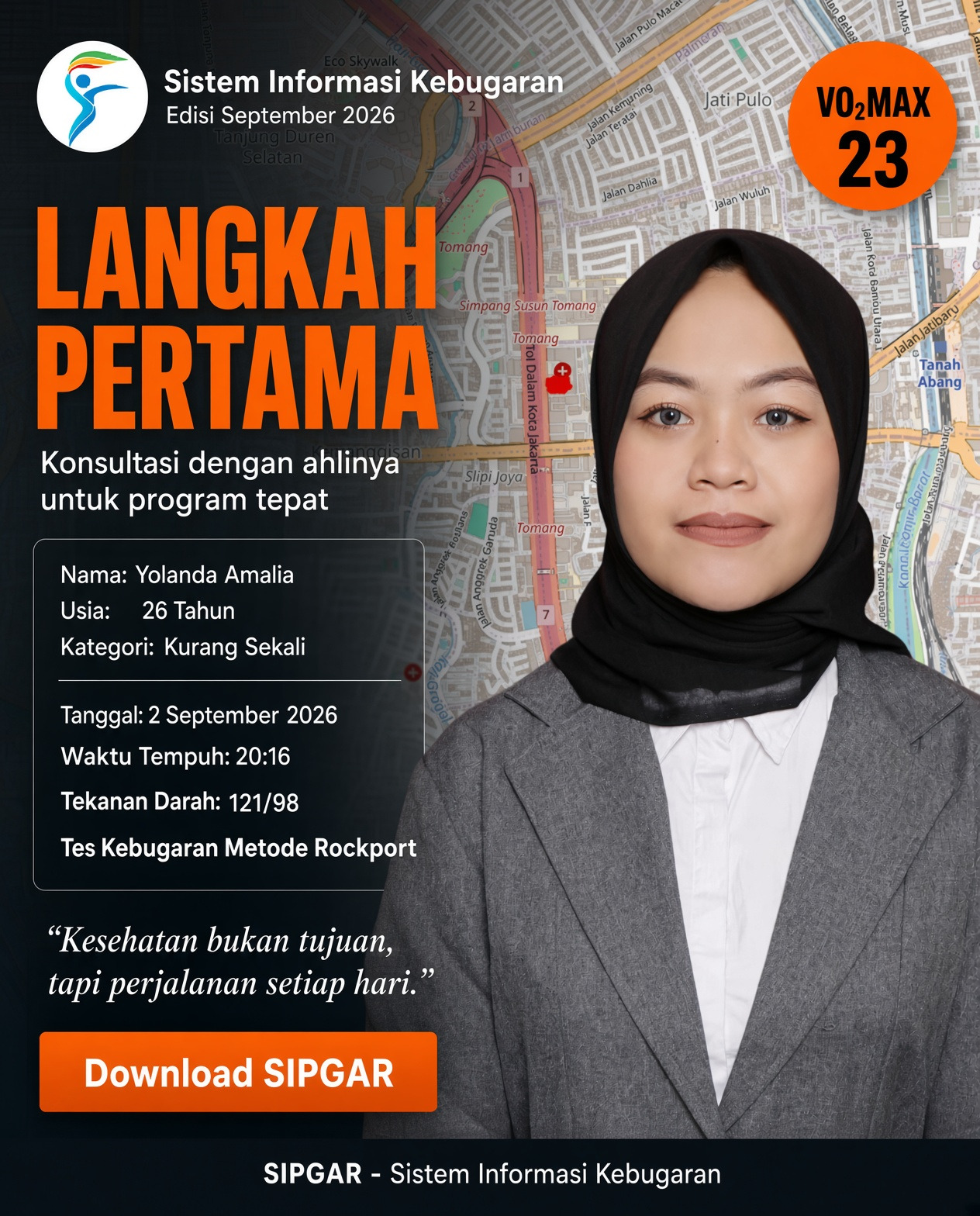 Cover hasil tes kebugaran Yolanda Amalia
