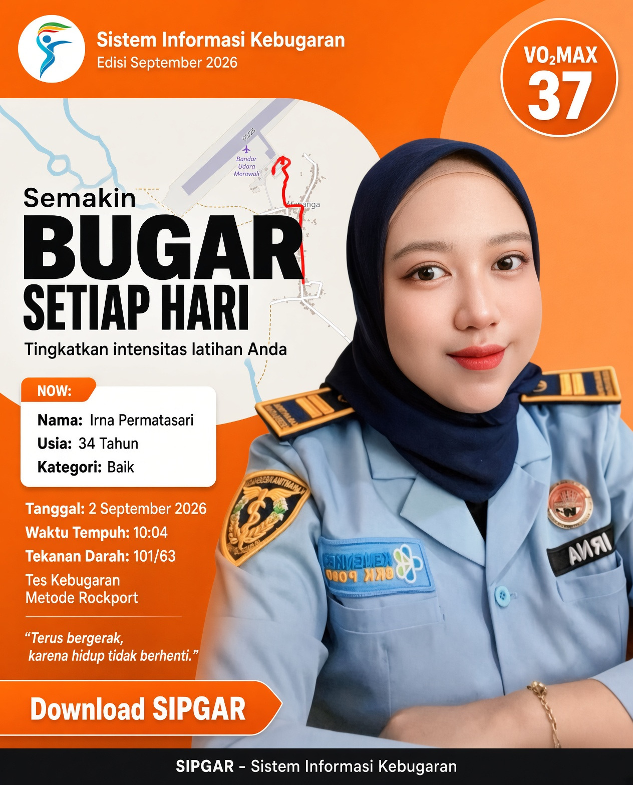 Cover hasil tes kebugaran Irna Permatasari