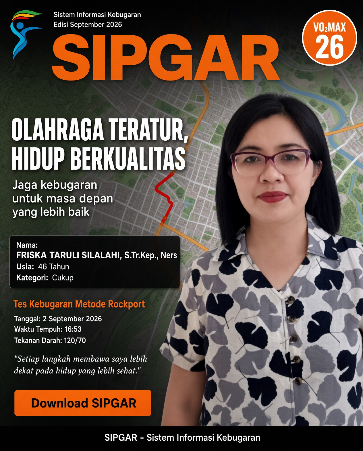 Cover hasil tes kebugaran FRISKA TARULI SILALAHI, S.Tr.Kep., Ners