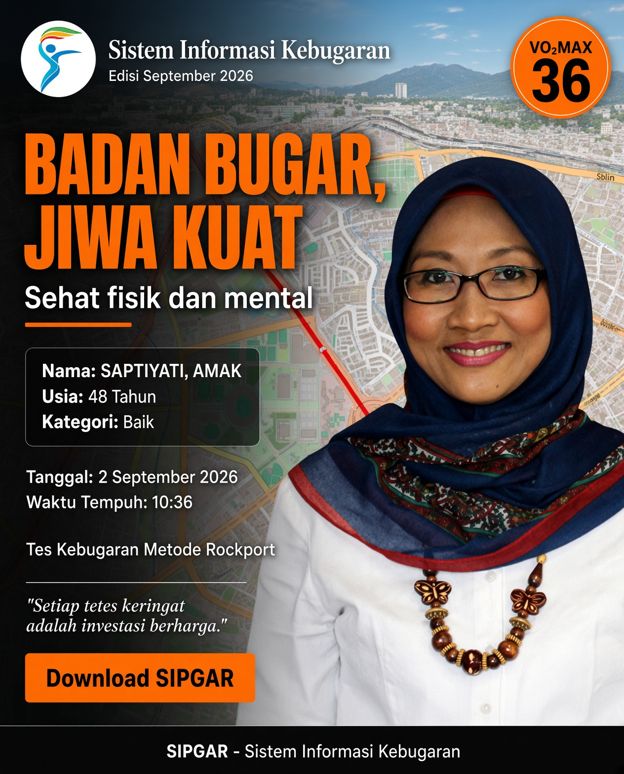 Cover hasil tes kebugaran SAPTIYATI, AMAK
