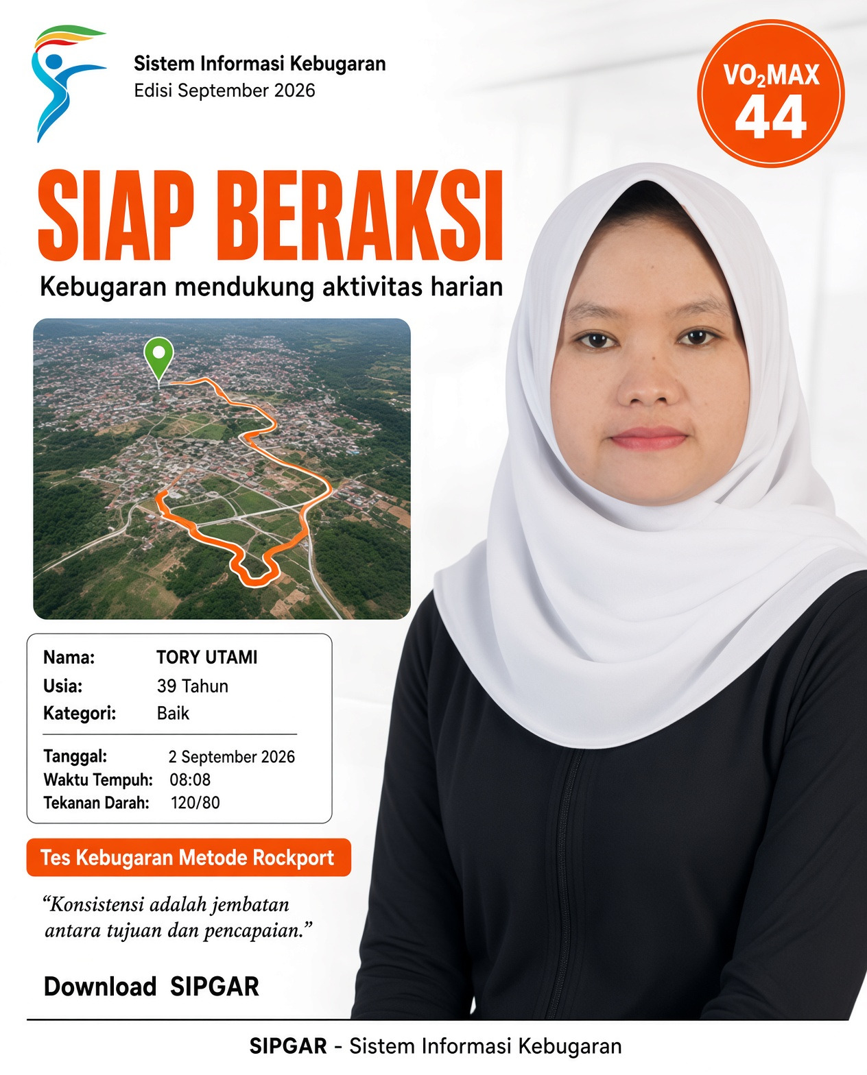 Cover hasil tes kebugaran TORY UTAMI