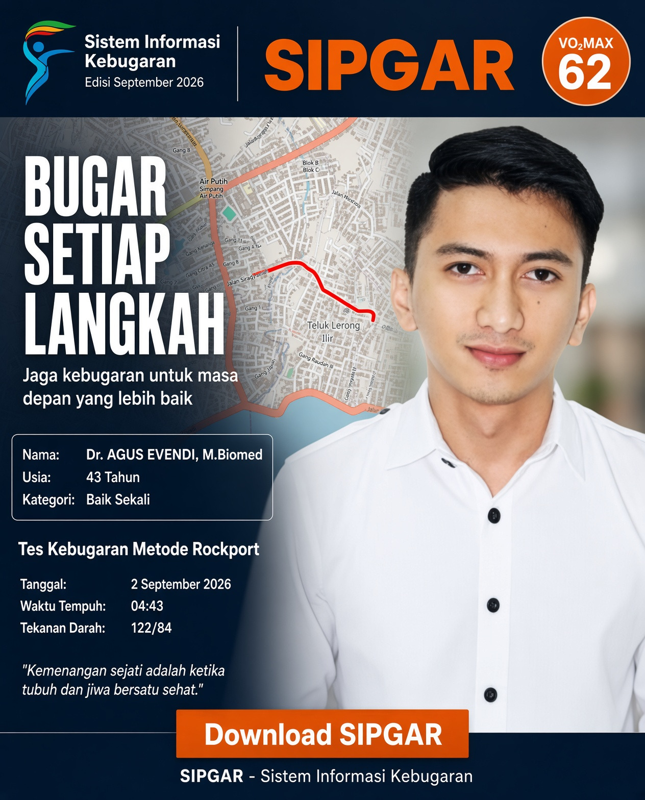 Cover hasil tes kebugaran Dr. AGUS EVENDI, M.Biomed