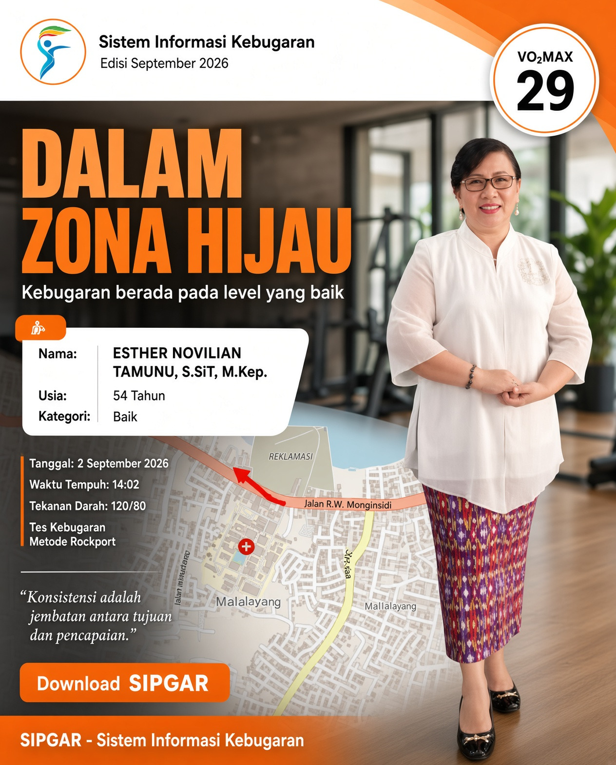 Cover hasil tes kebugaran ESTHER NOVILIAN TAMUNU, S.SiT, M.Kep.