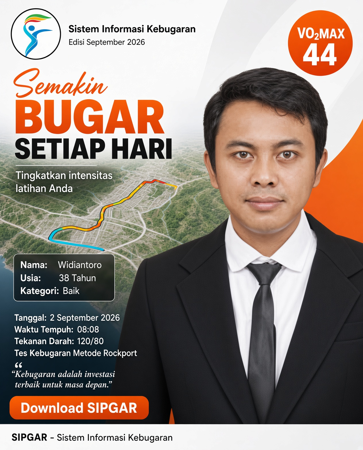 Cover hasil tes kebugaran Widiantoro