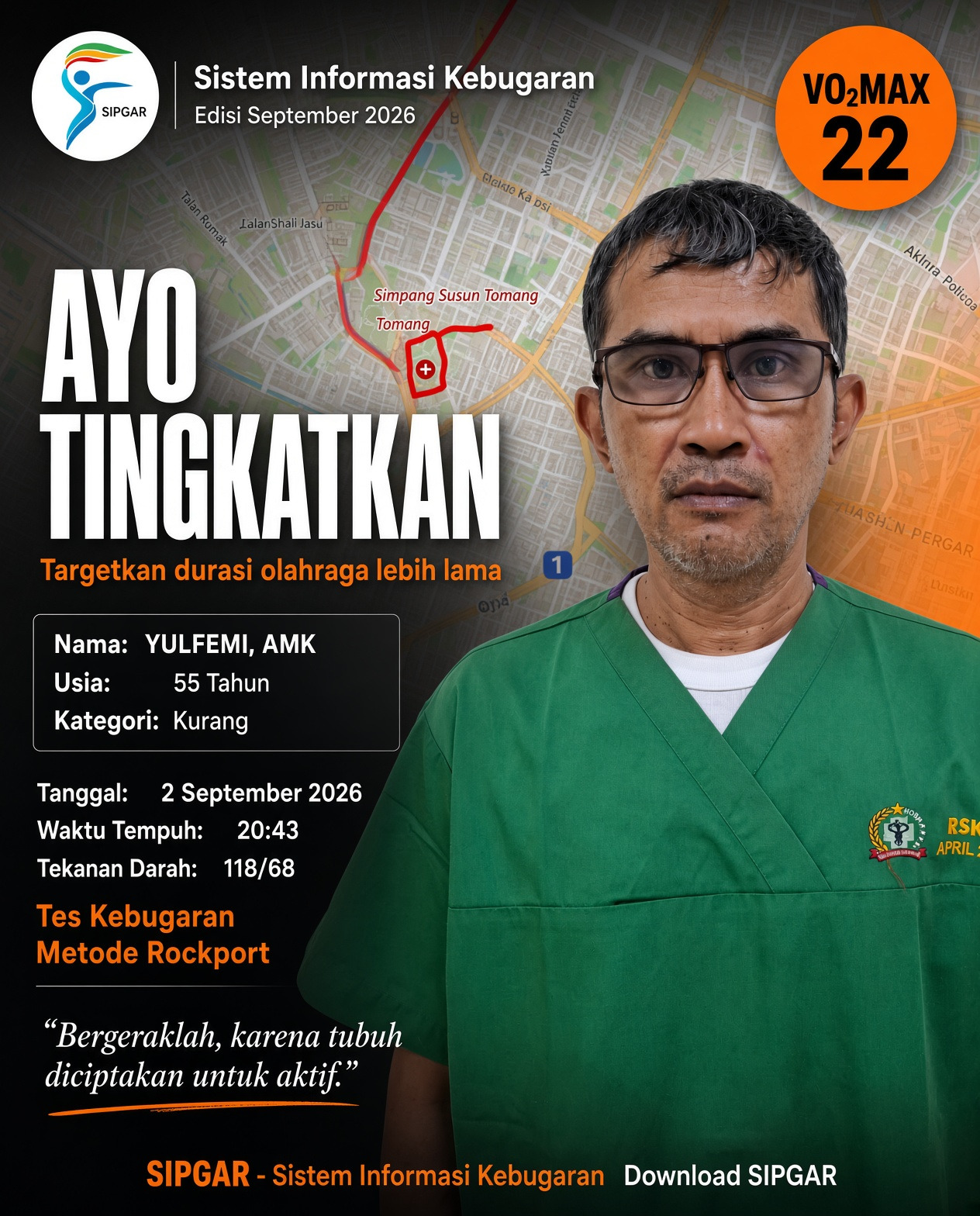 Cover hasil tes kebugaran YULFEMI, AMK