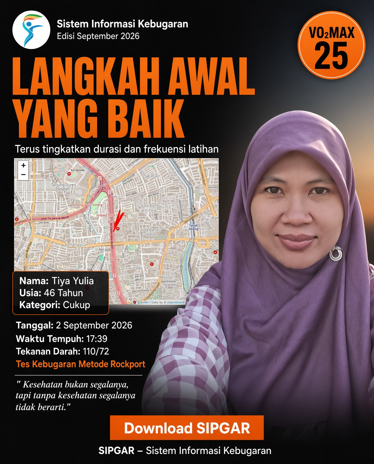 Cover hasil tes kebugaran Tiya Yulia