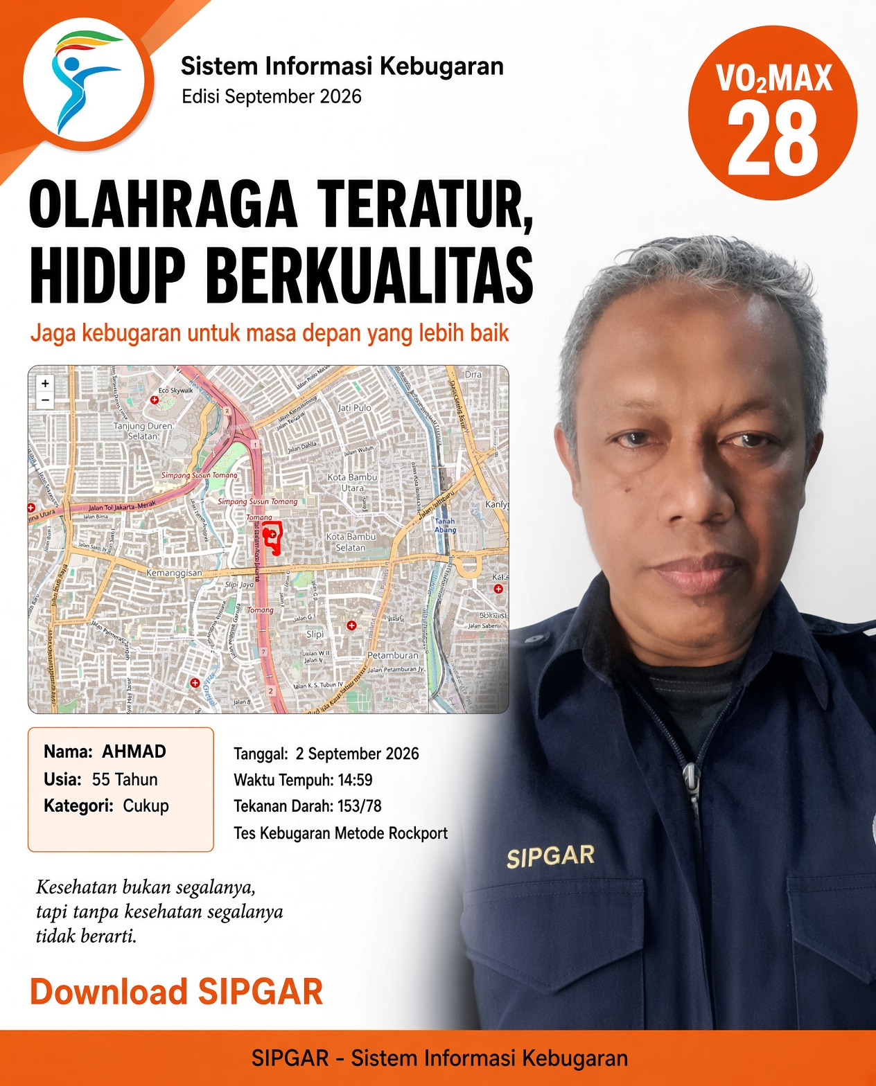 Cover hasil tes kebugaran AHMAD