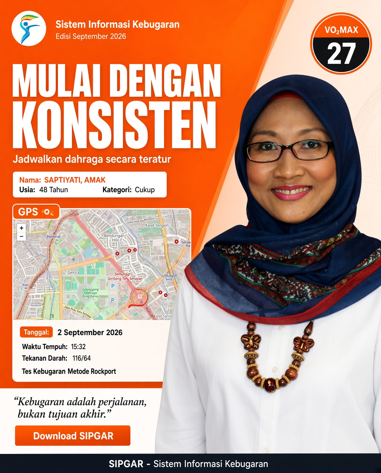 Cover hasil tes kebugaran SAPTIYATI, AMAK