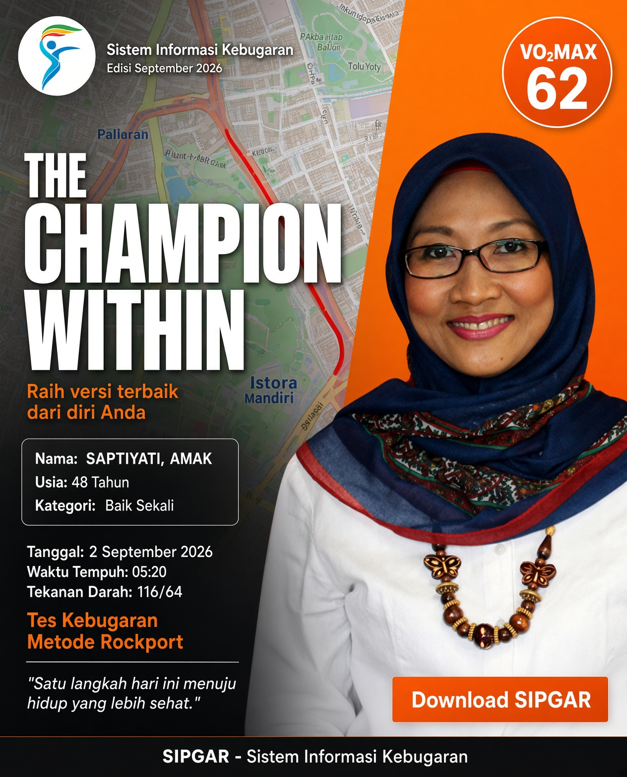 Cover hasil tes kebugaran SAPTIYATI, AMAK