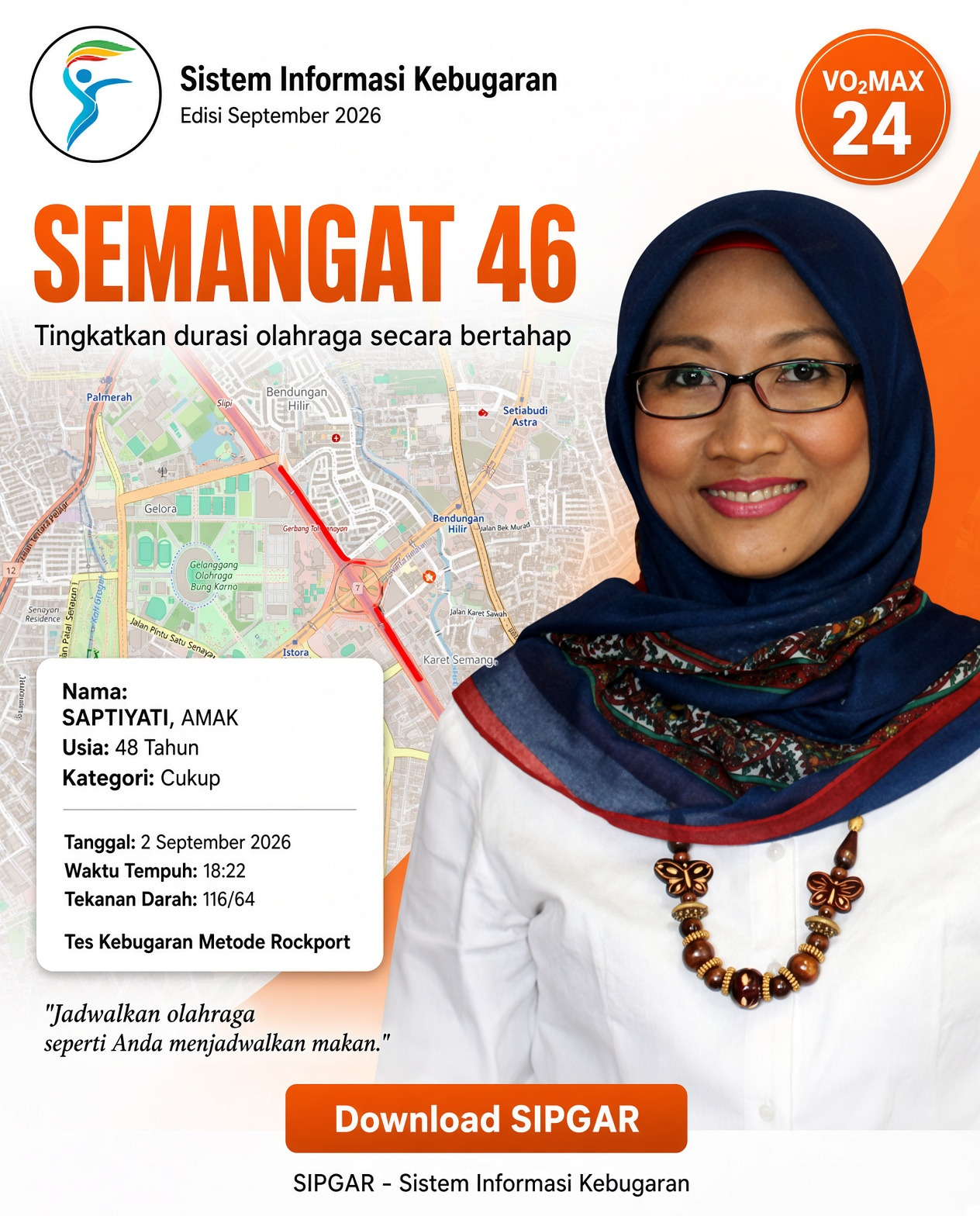 Cover hasil tes kebugaran SAPTIYATI, AMAK