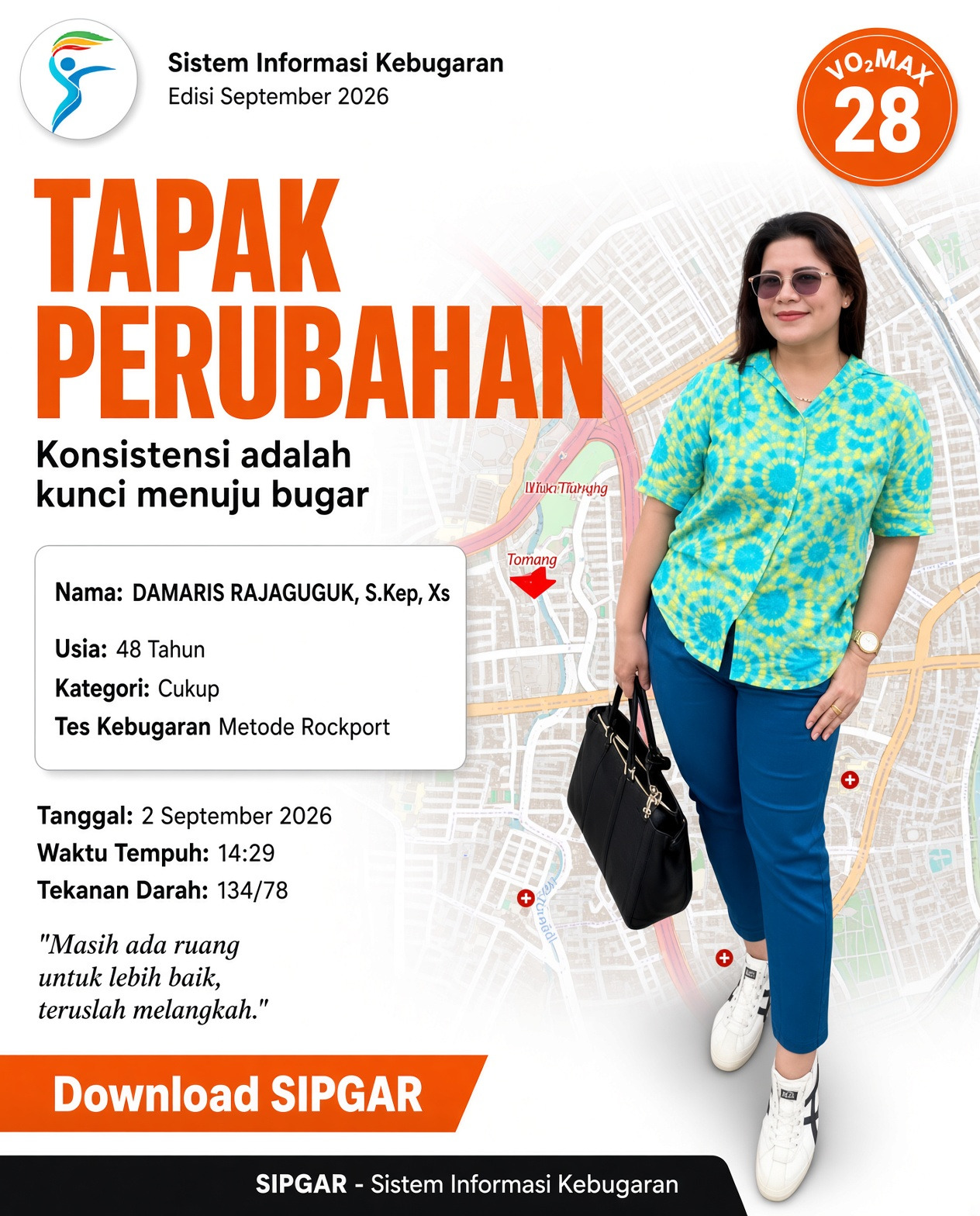 Cover hasil tes kebugaran DAMARIS RAJAGUGUK, S.Kep, Ns