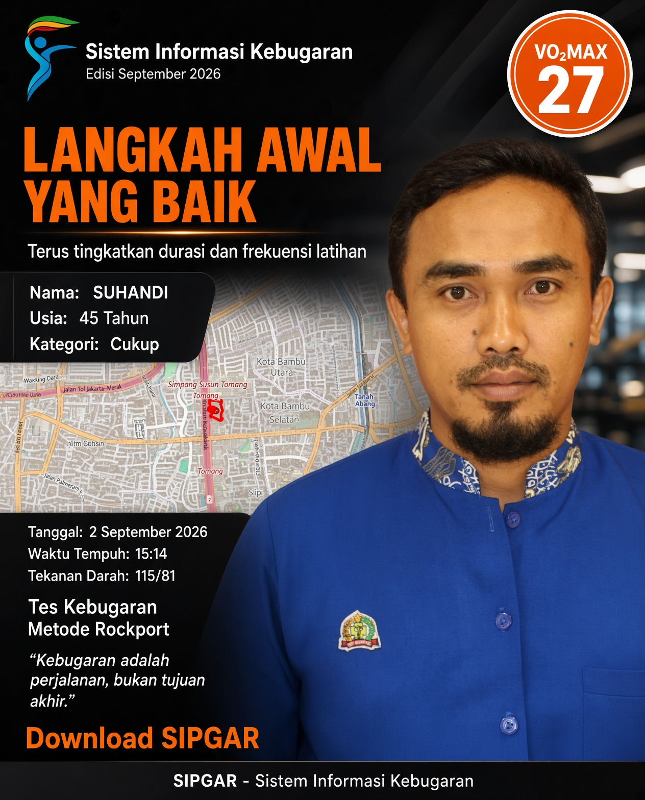 Cover hasil tes kebugaran SUHANDI