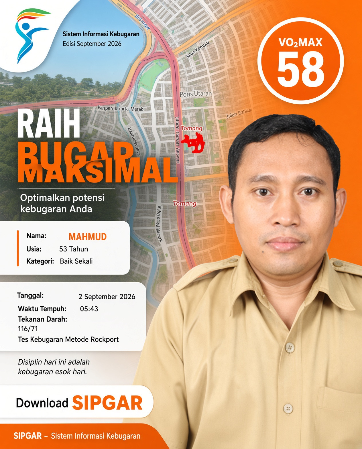 Cover hasil tes kebugaran MAHMUD