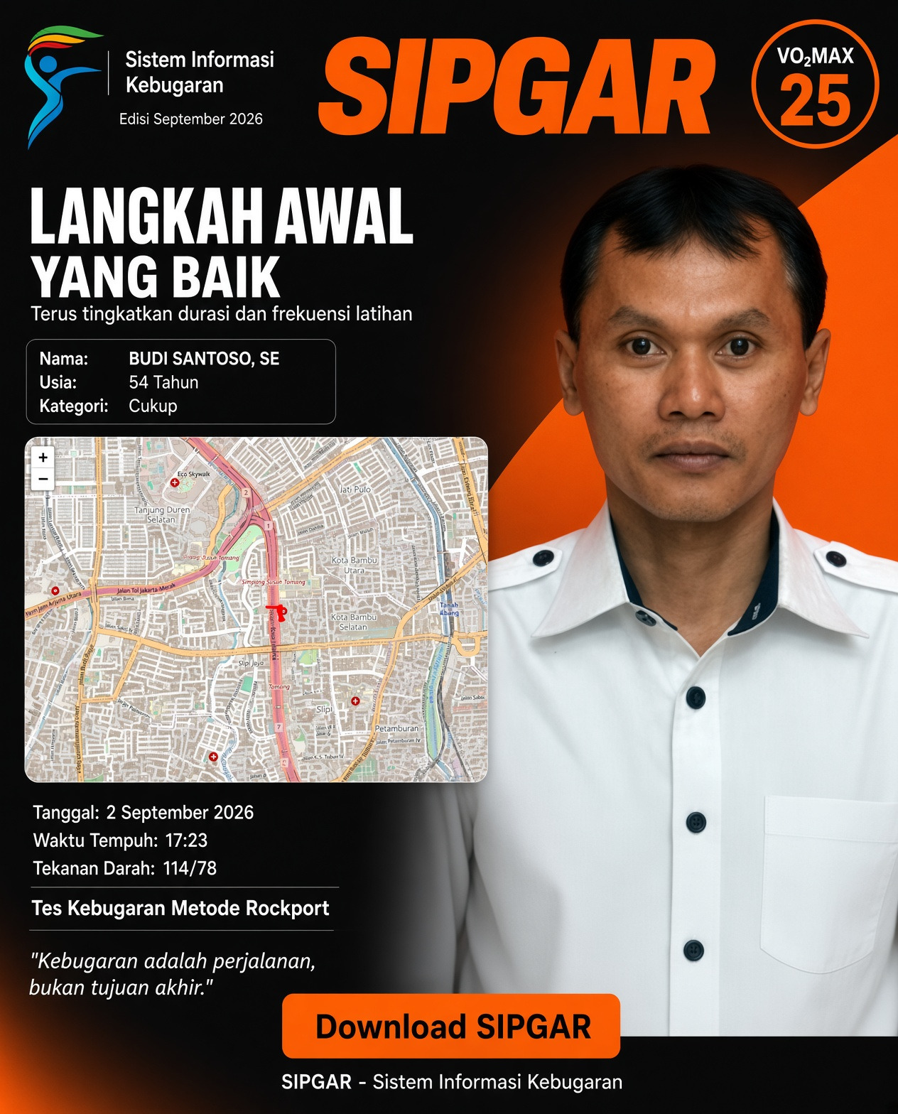 Cover hasil tes kebugaran BUDI SANTOSO, SE