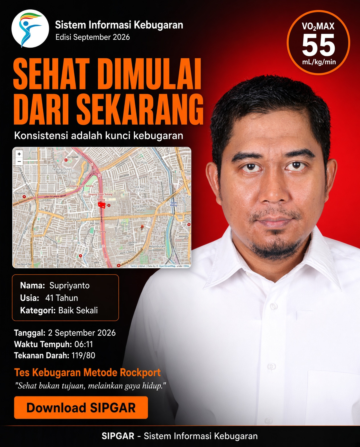 Cover hasil tes kebugaran Supriyanto