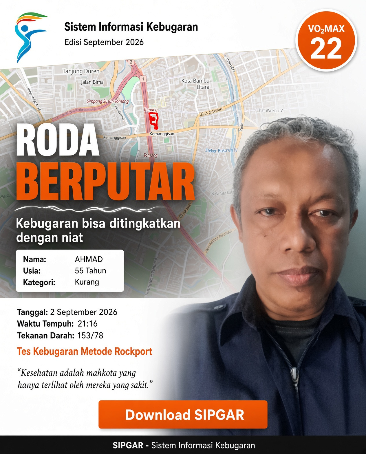 Cover hasil tes kebugaran AHMAD