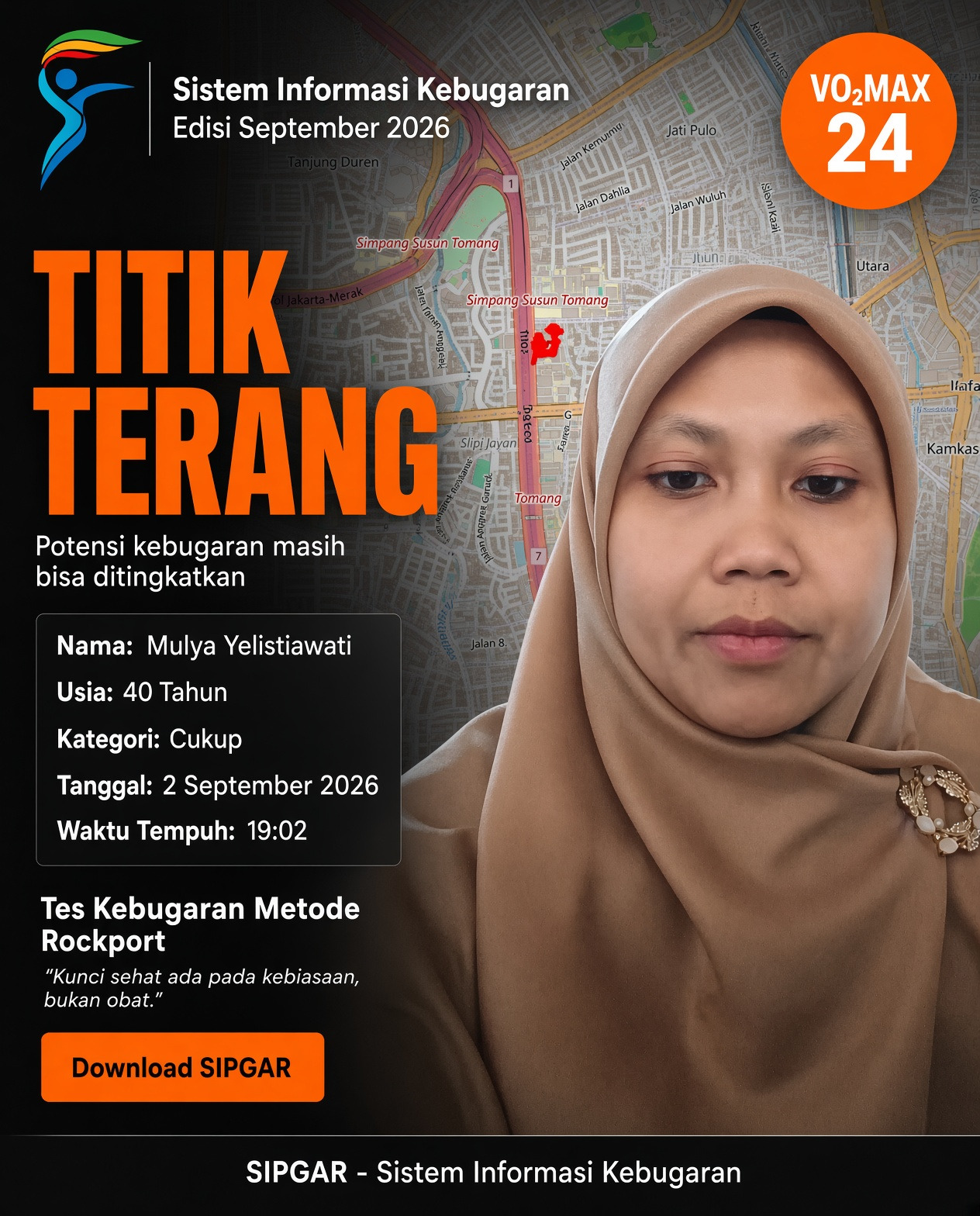 Cover hasil tes kebugaran Mulya Yulistiawati