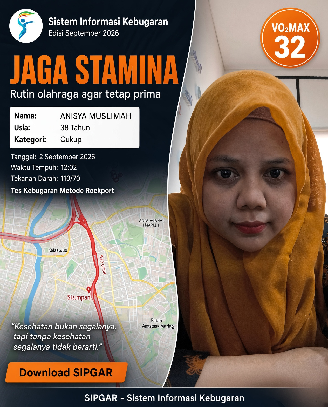 Cover hasil tes kebugaran ANISYA MUSLIMAH