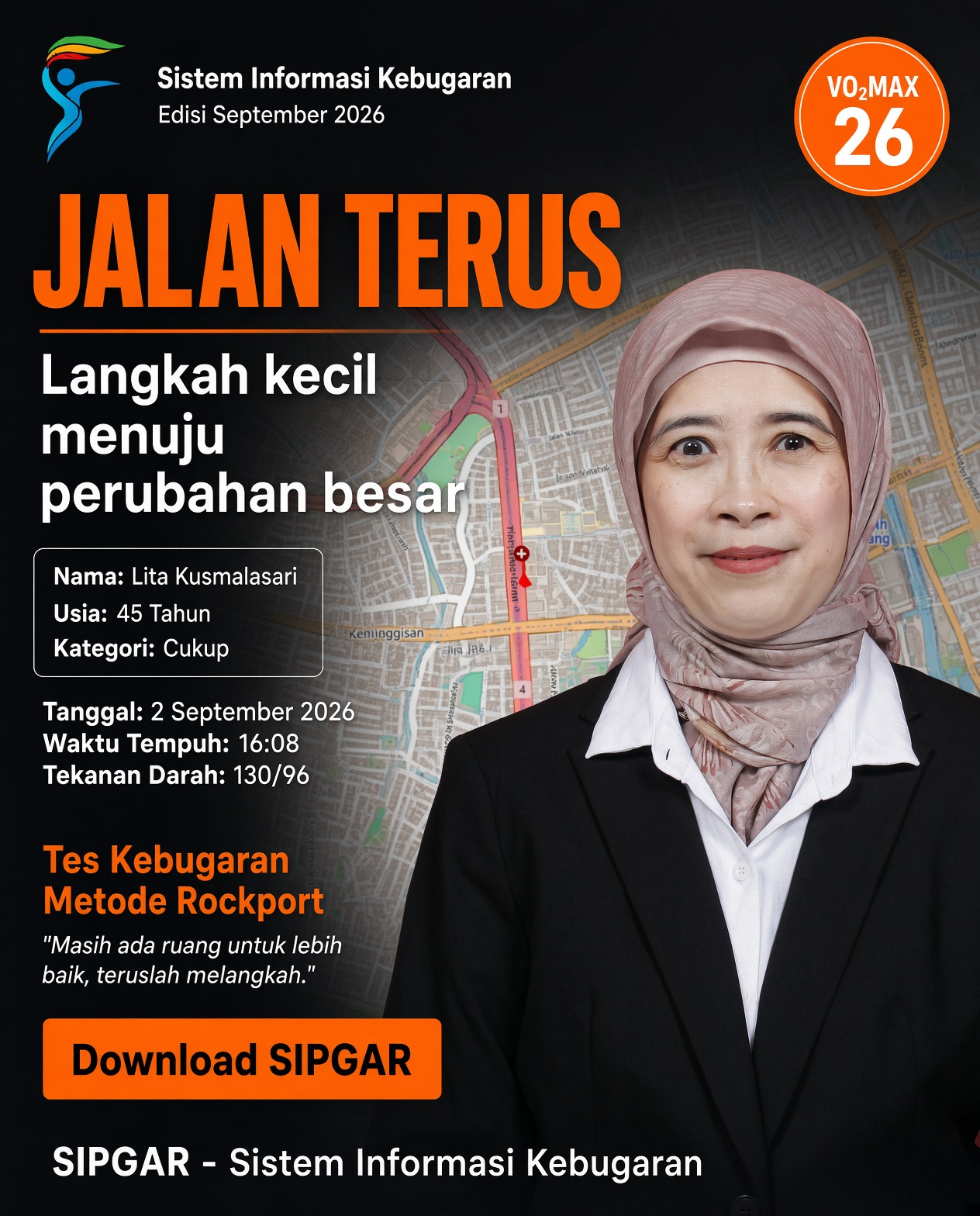 Cover hasil tes kebugaran Lita Kusmalasari