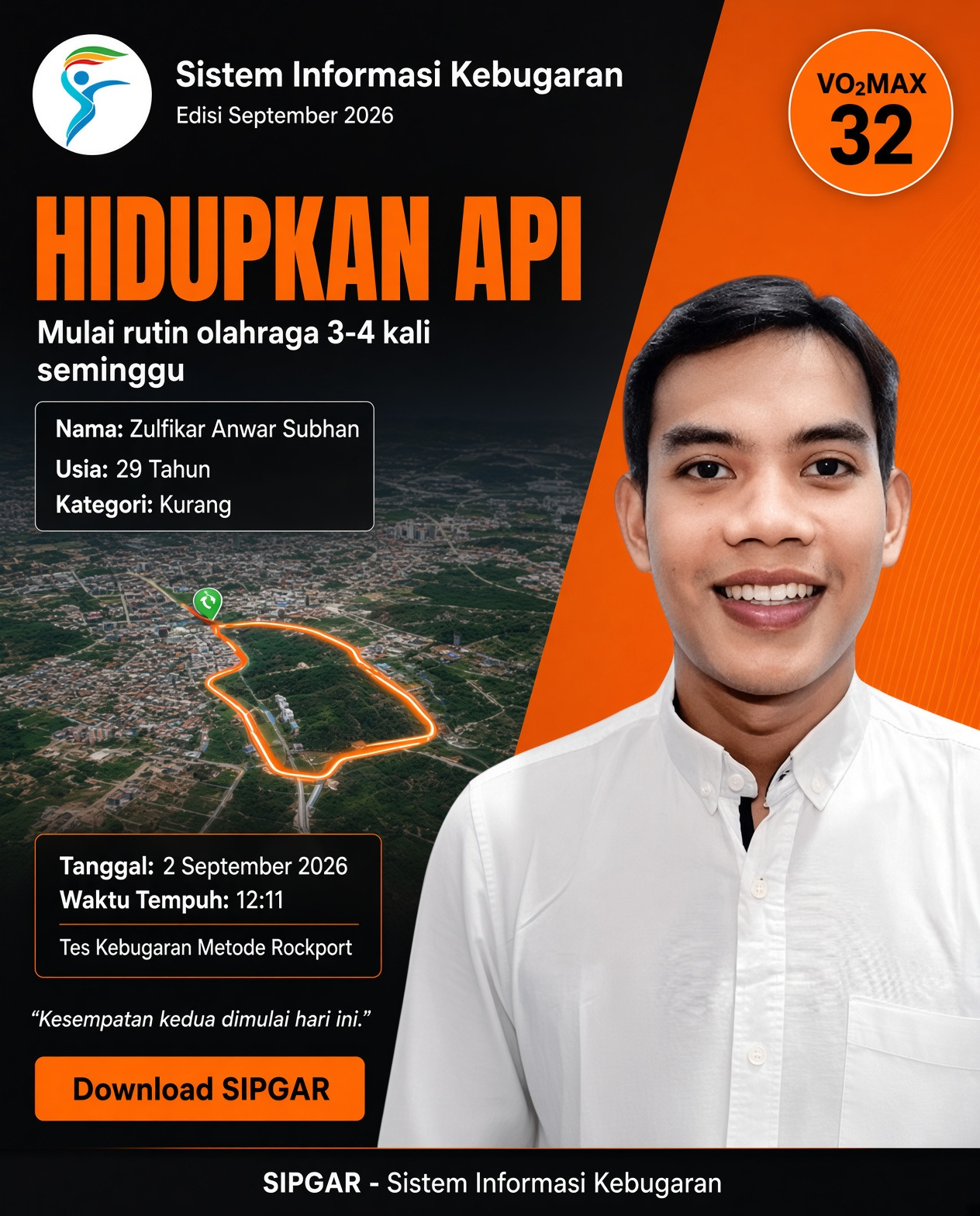 Cover hasil tes kebugaran Zulfikar Anwar Subhan
