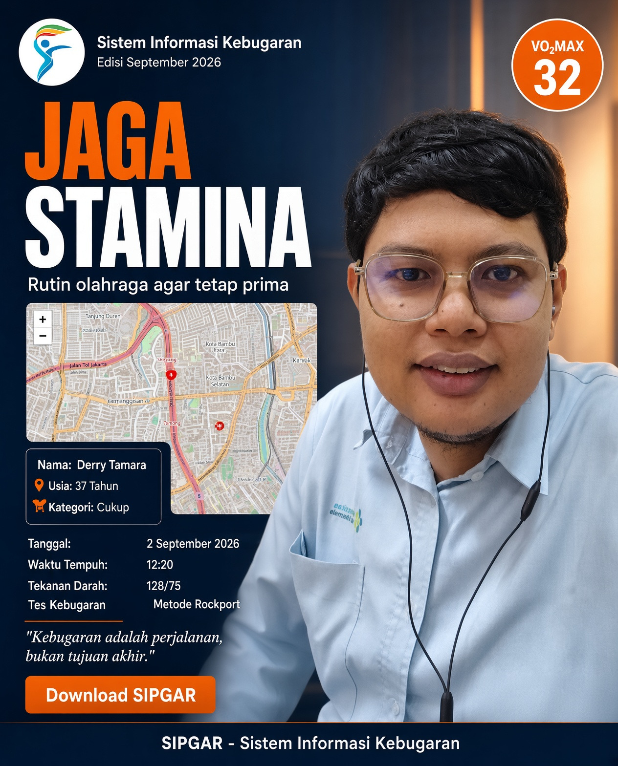 Cover hasil tes kebugaran Derry Tamara