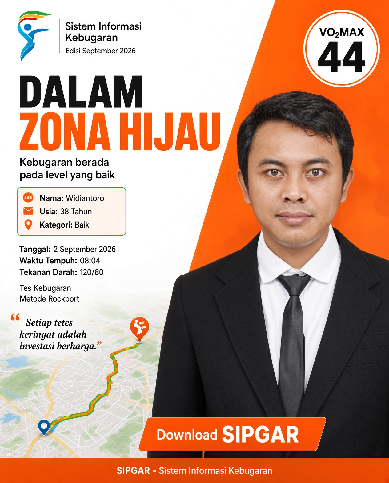 Cover hasil tes kebugaran Widiantoro