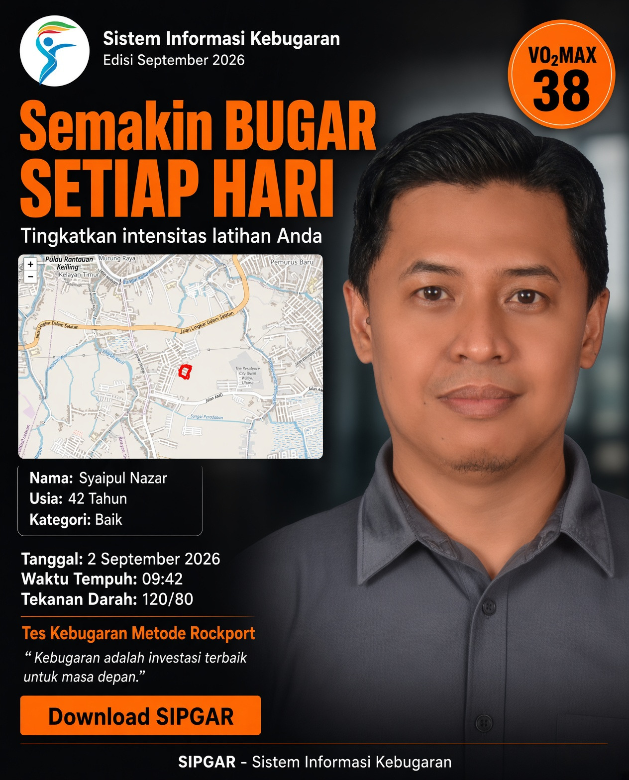 Cover hasil tes kebugaran Syaipul Nazar
