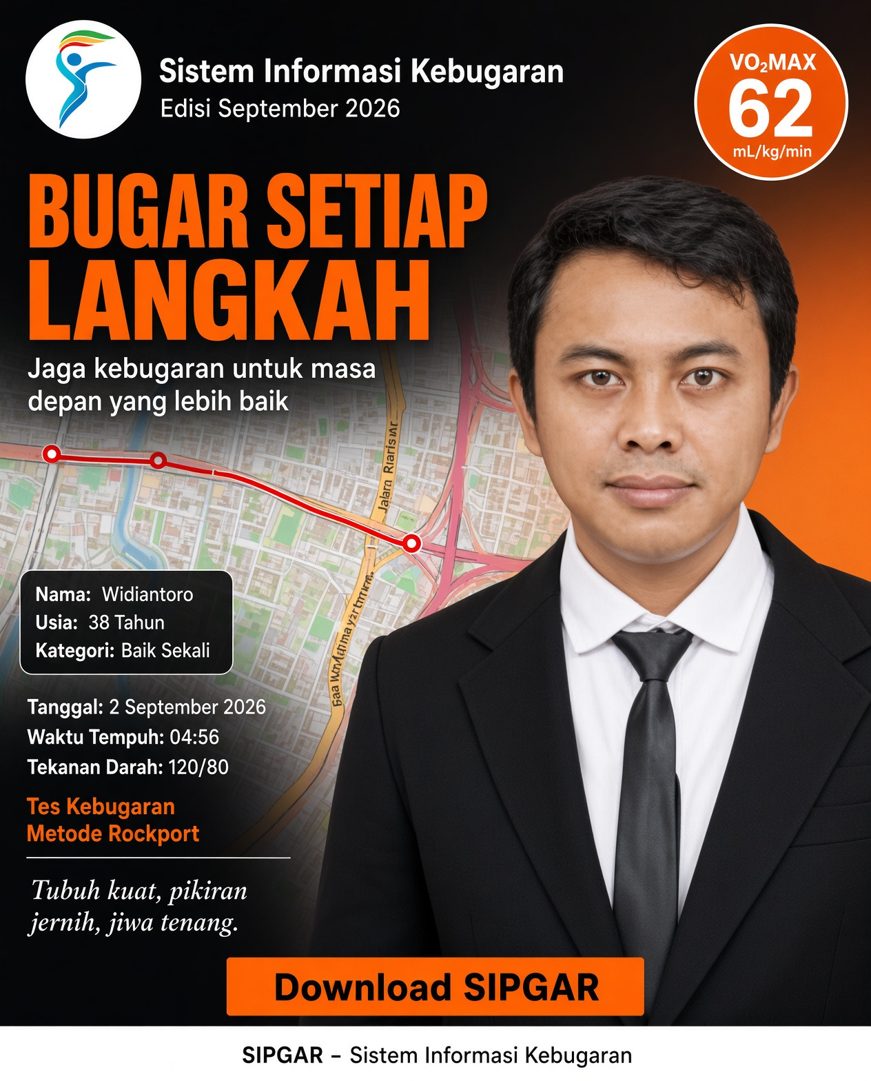 Cover hasil tes kebugaran Widiantoro