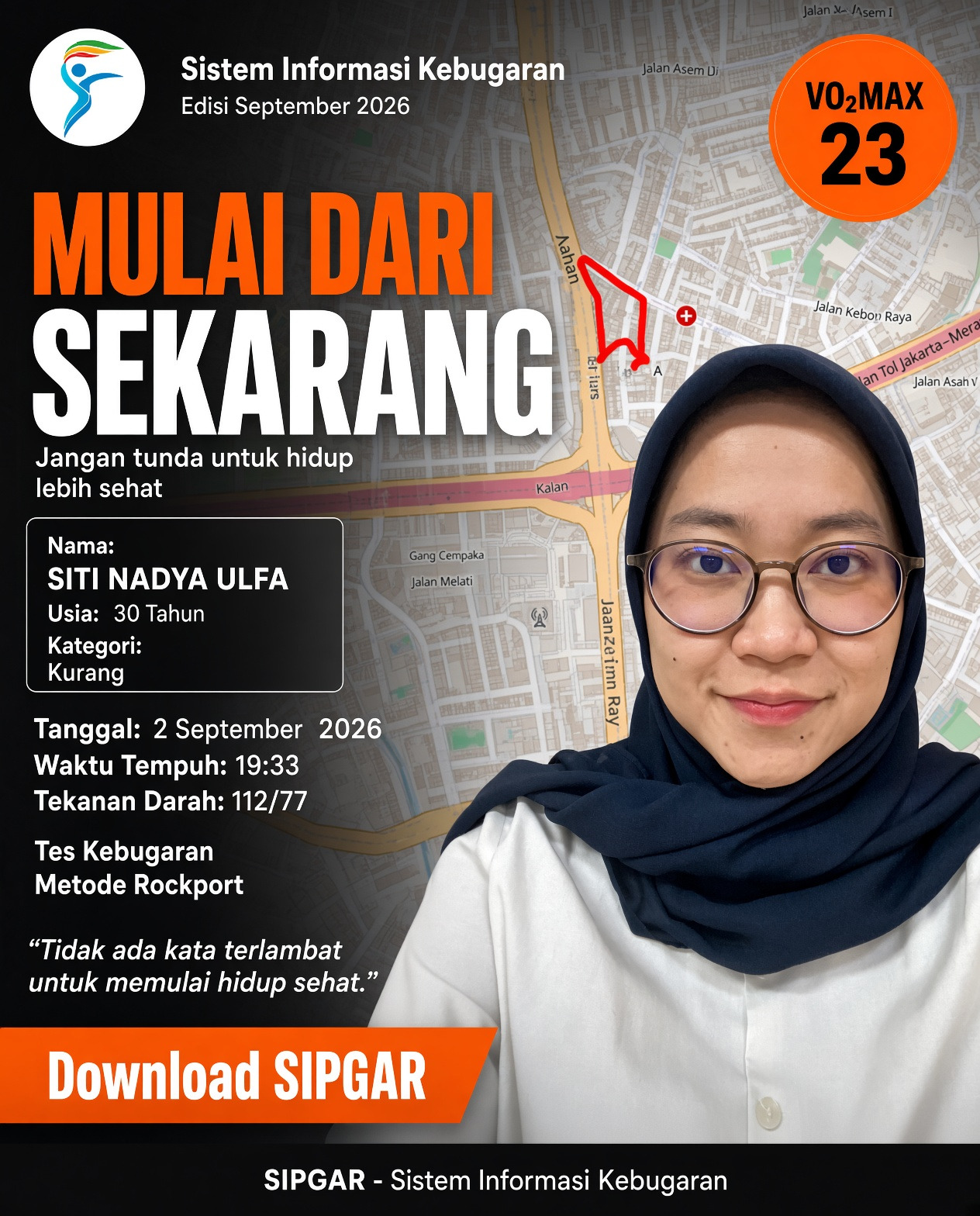 Cover hasil tes kebugaran SITI NADYA ULFA