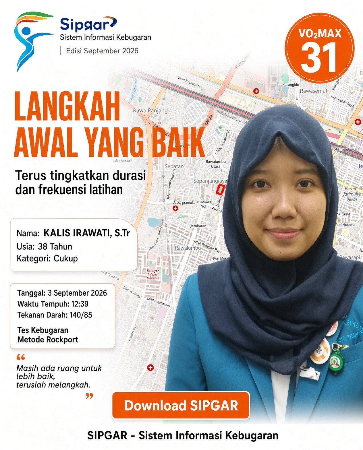 Cover hasil tes kebugaran KALIS IRAWATI, S.Tr