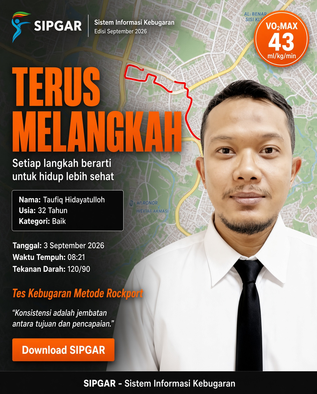 Cover hasil tes kebugaran Taufiq Hidayatulloh
