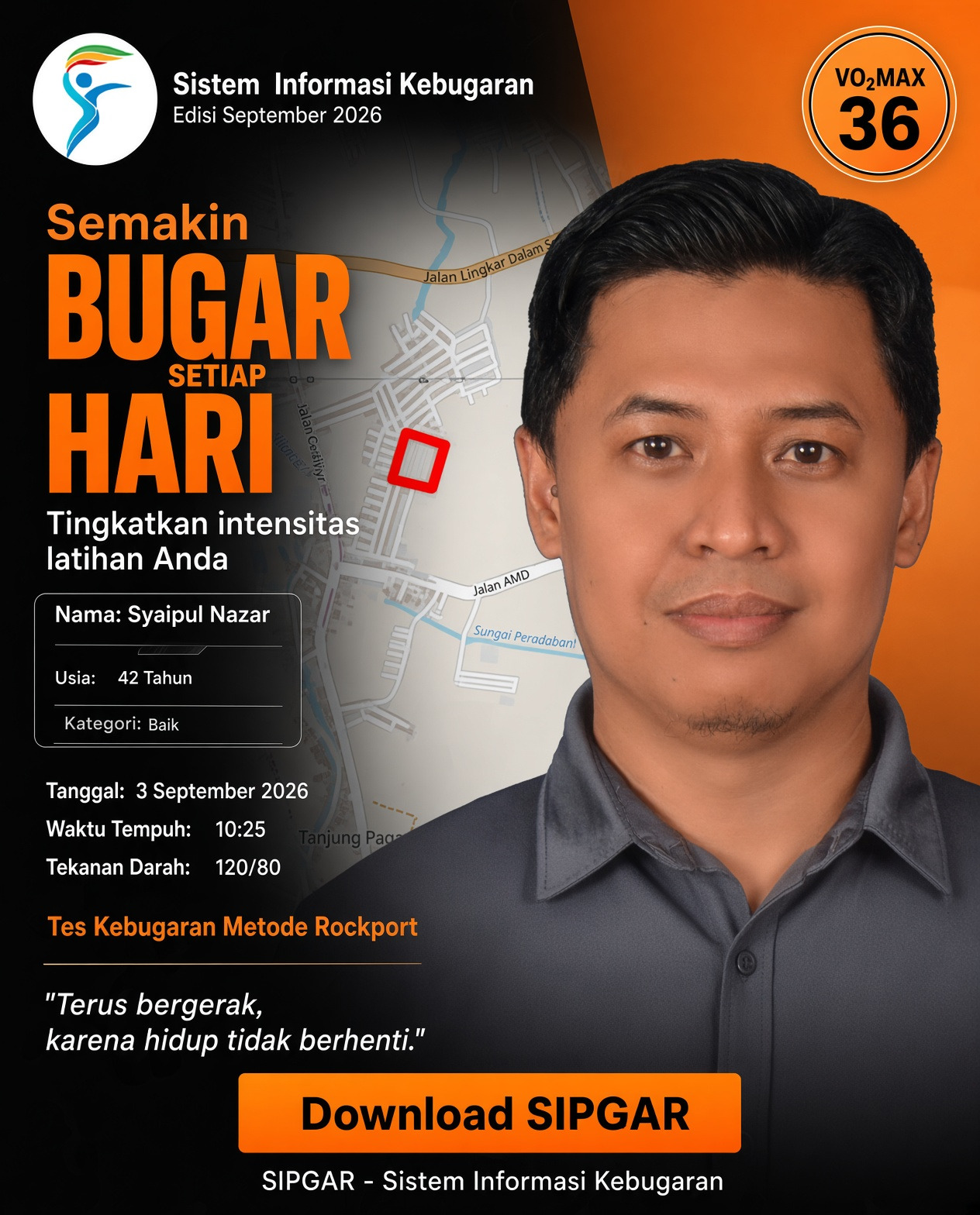 Cover hasil tes kebugaran Syaipul Nazar