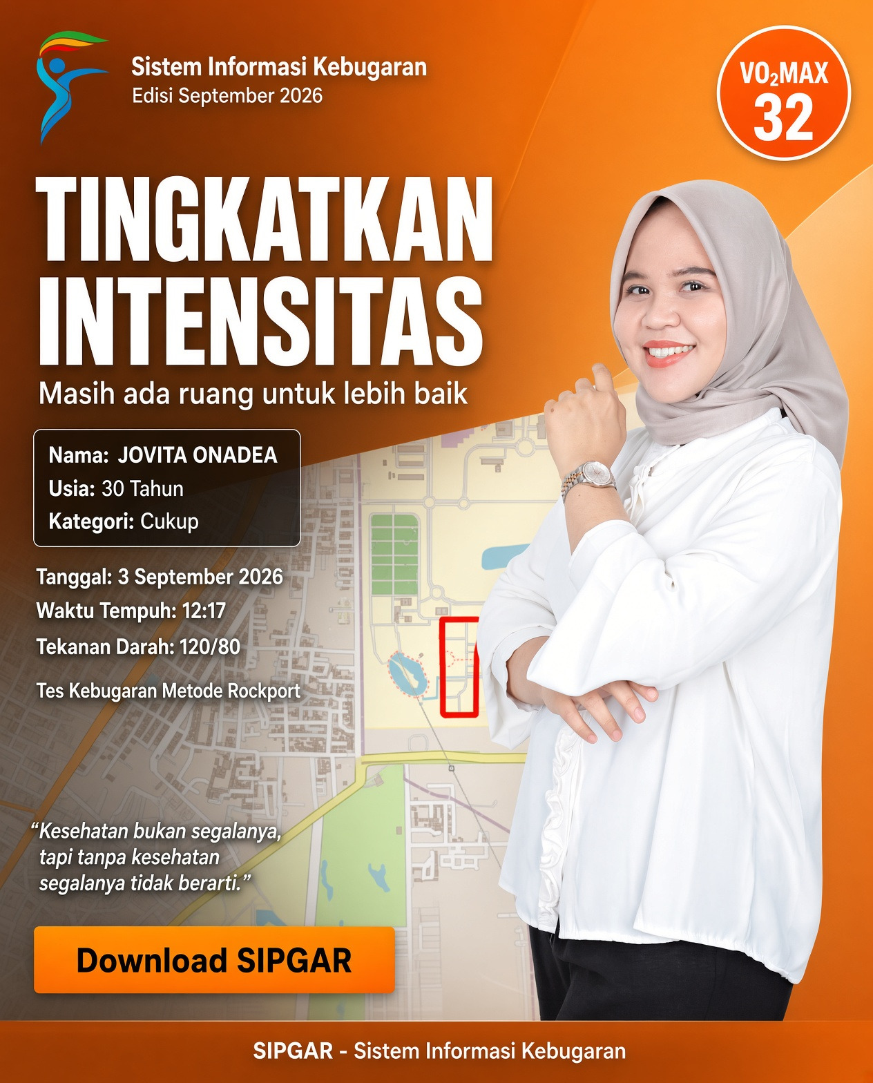 Cover hasil tes kebugaran JOVITA ONADEA