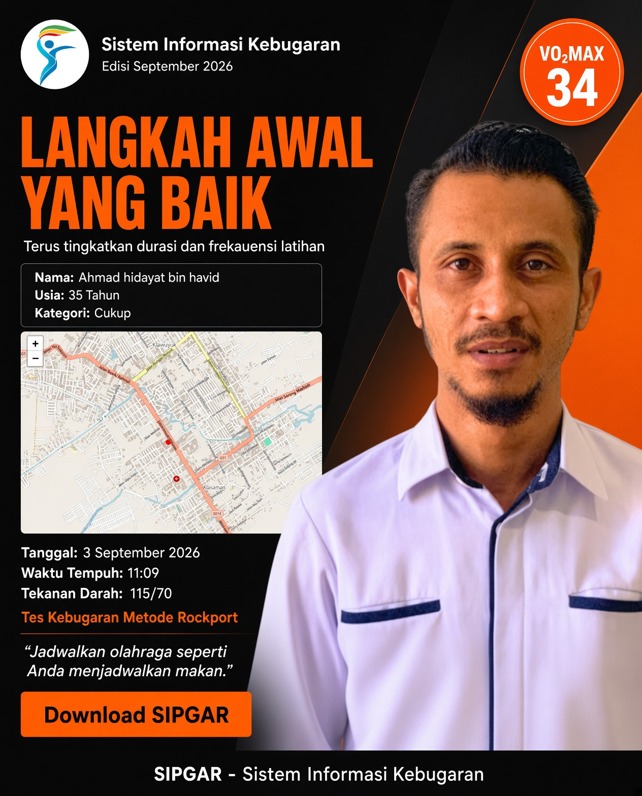 Cover hasil tes kebugaran Ahmad hidayat bin havid