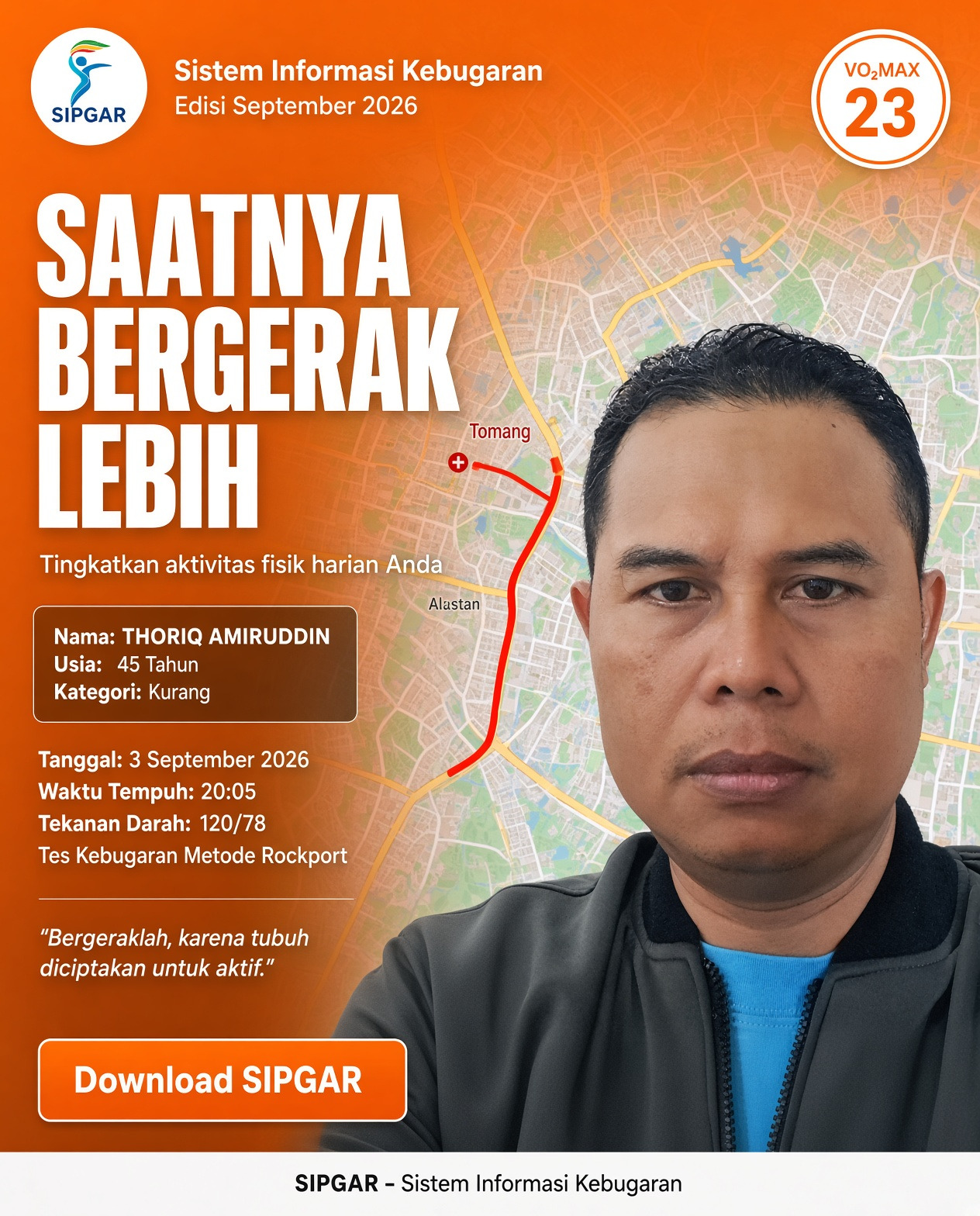 Cover hasil tes kebugaran THORIQ AMIRUDDIN
