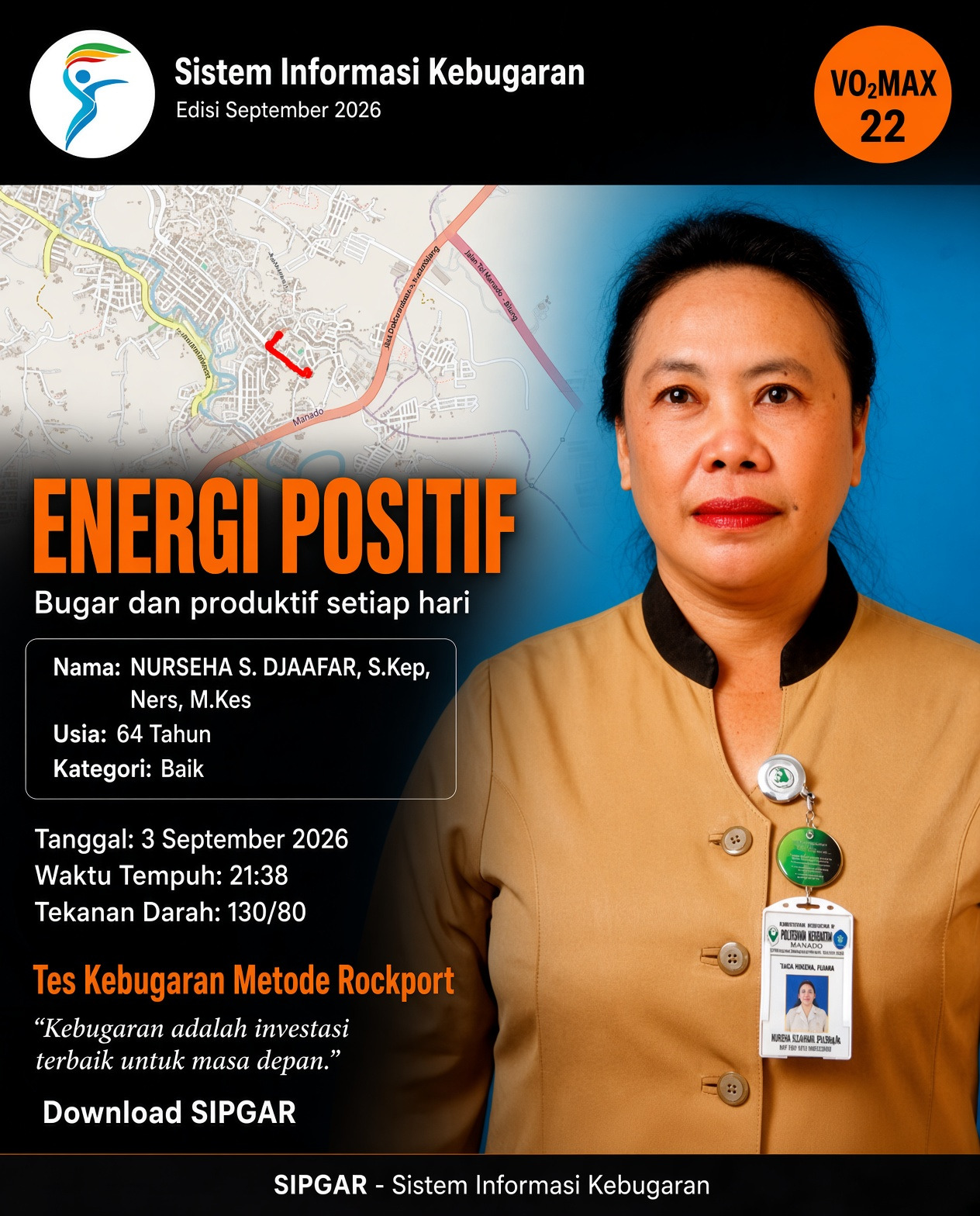 Cover hasil tes kebugaran NURSEHA S. DJAAFAR, S.Kep, Ners, M.Kes