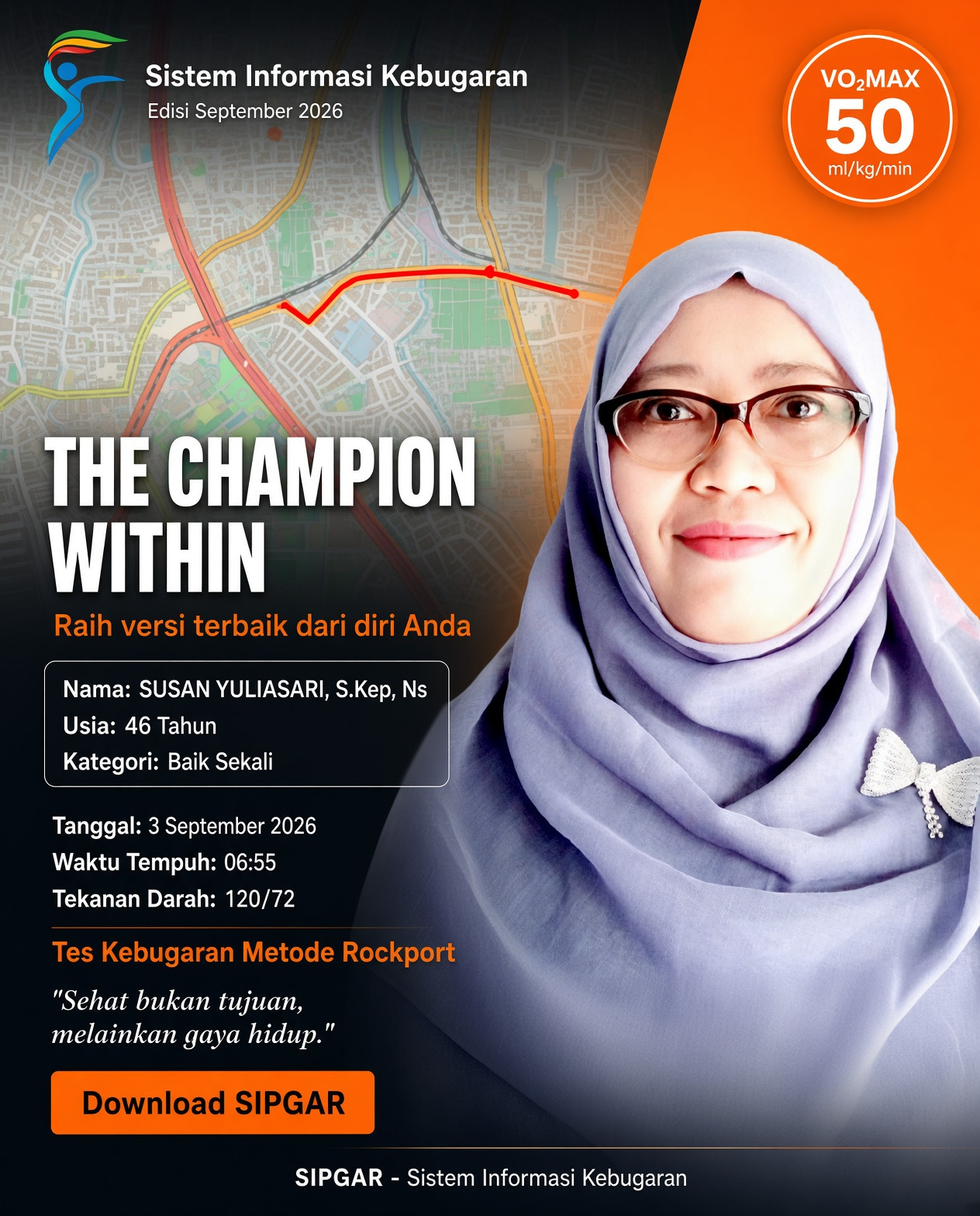 Cover hasil tes kebugaran SUSAN YULIASARI, S.Kep, Ns