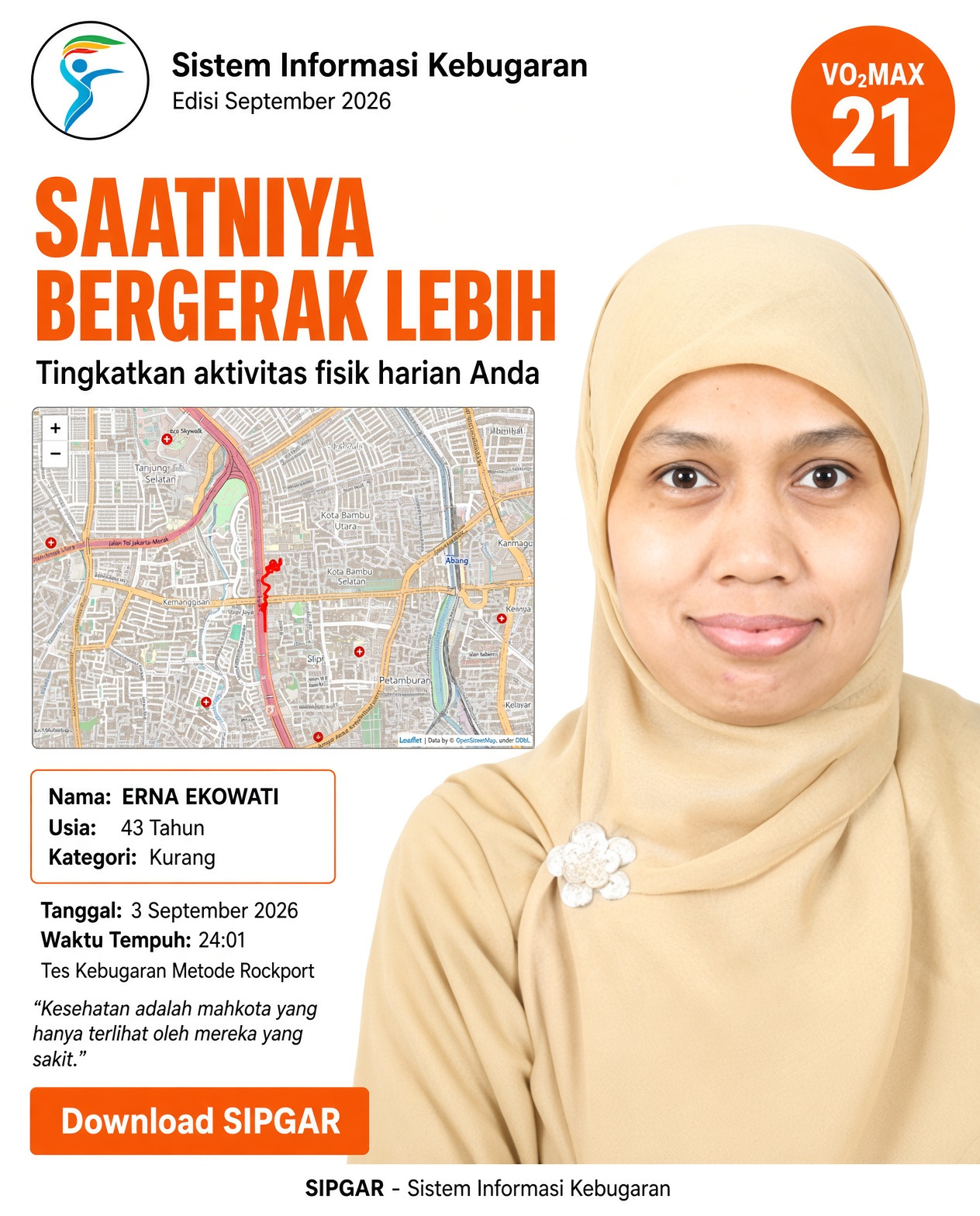 Cover hasil tes kebugaran ERNA EKOWATI